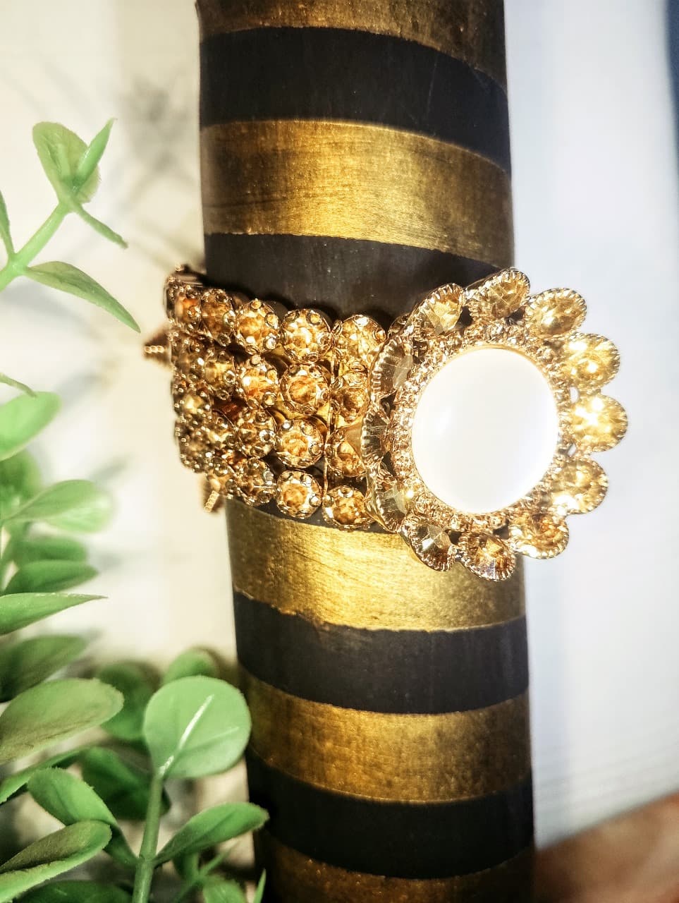 Gold-Plated Zircon Kundan Bracelet – Traditional Bridal & Festive Jewelry for Girls | Fashion Gift