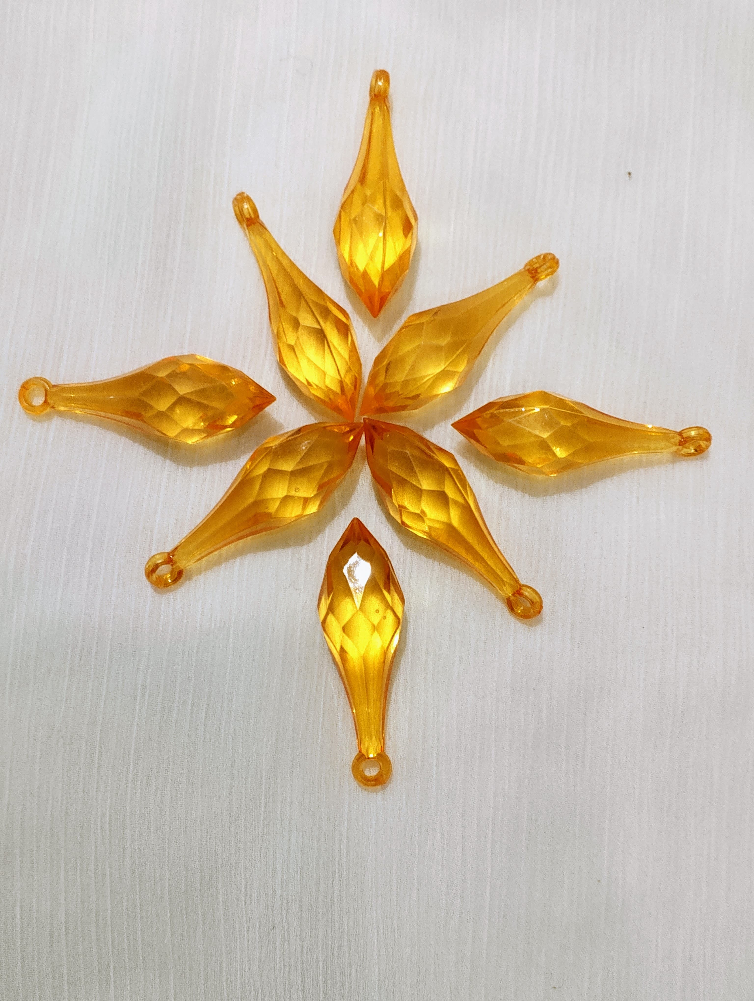 10/15 pcs Yellow Faceted Crystal Plastic Drop Tussle Bead - DIY Craft, Jewelry, Dress Ornaments and Décor