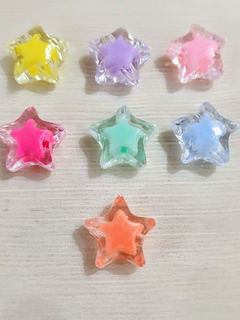30 Colorful Transparent 18mm Heart Star Beads for DIY Jewelry Making | Double Heart Acrylic Beads for Bracelets, Necklaces, Keychains & Crafts | Cute Candy Beads for Kids Accessories