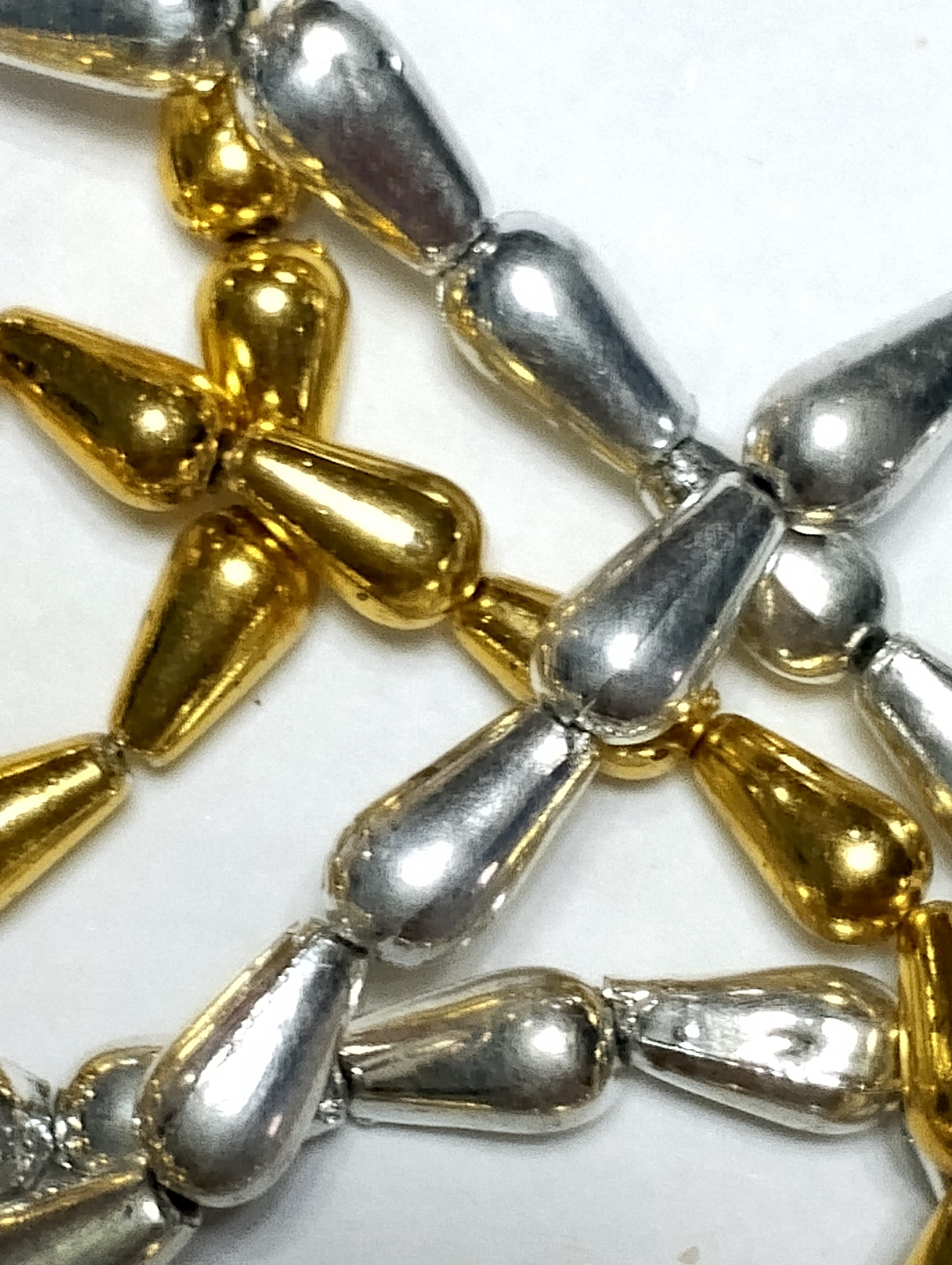 Golden and Silver Drop Plastic Beads for DIY Crafts - 210 Pcs / 3 Strings - Ideal for DIY Jewelry Making, Jewelry, Dress Accessories, Crafts, and Home Decor.