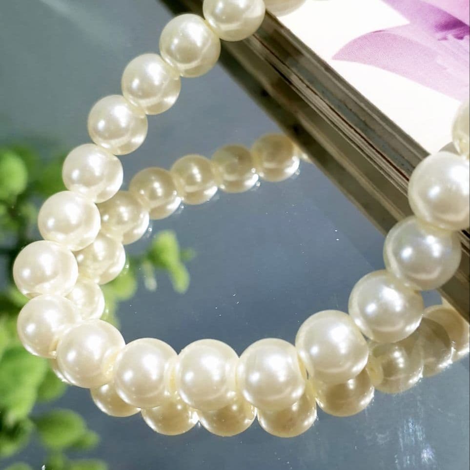 1 Strand of 4, 6, 8mm Round Shell Pearl Beads for DIY Crafting Purse Jewelry Making | Natural Shell Pearl Loose Beads for Bracelet & Necklace DIY Crafts