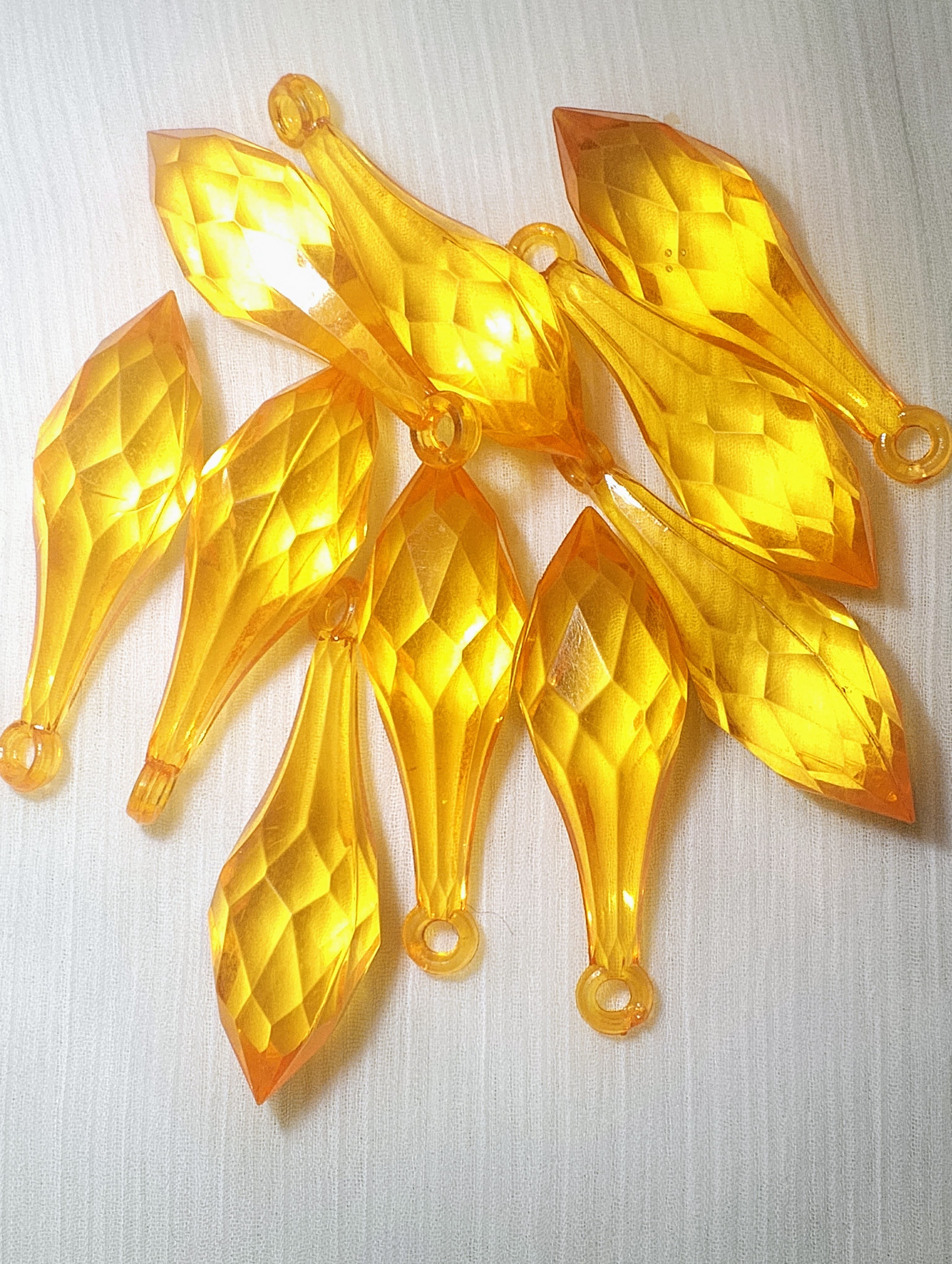 10/15 pcs Yellow Faceted Crystal Plastic Drop Tussle Bead - DIY Craft, Jewelry, Dress Ornaments and Décor