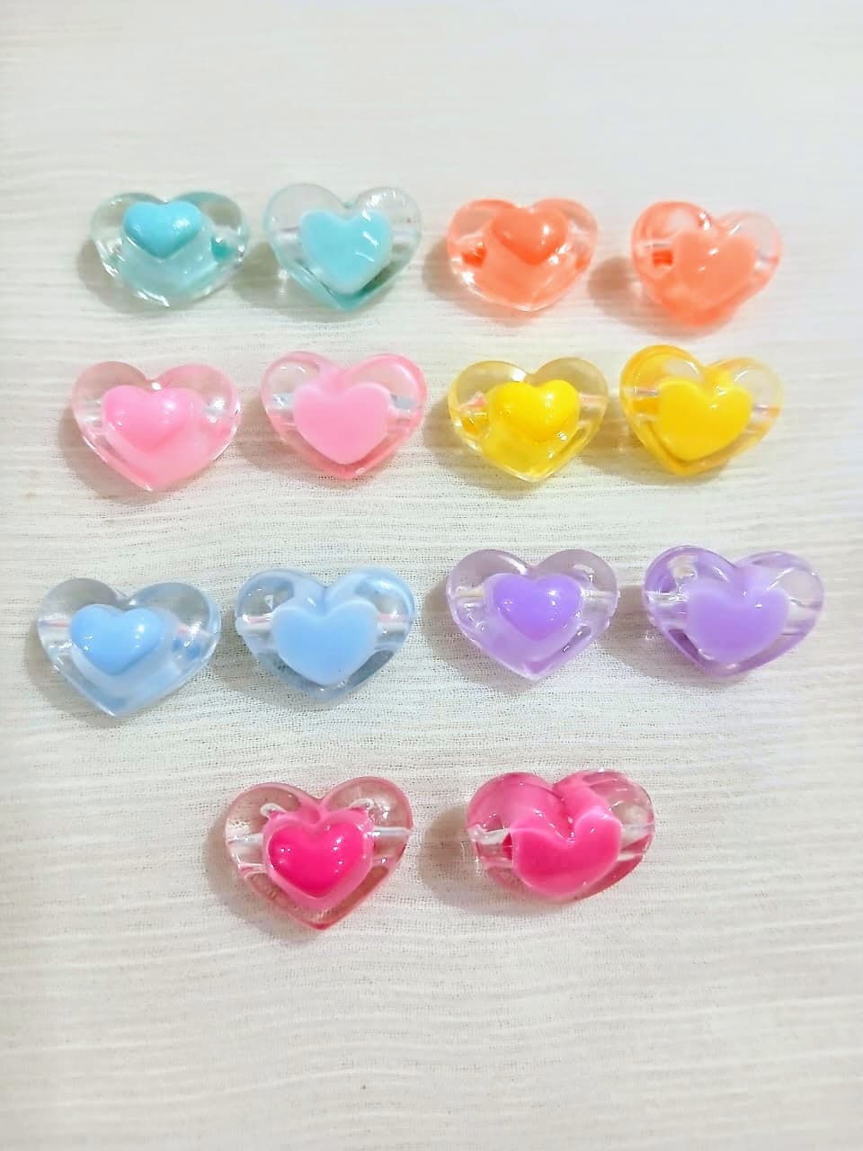 30 Colorful Transparent 18mm Heart Star Beads for DIY Jewelry Making | Double Heart Acrylic Beads for Bracelets, Necklaces, Keychains & Crafts | Cute Candy Beads for Kids Accessories