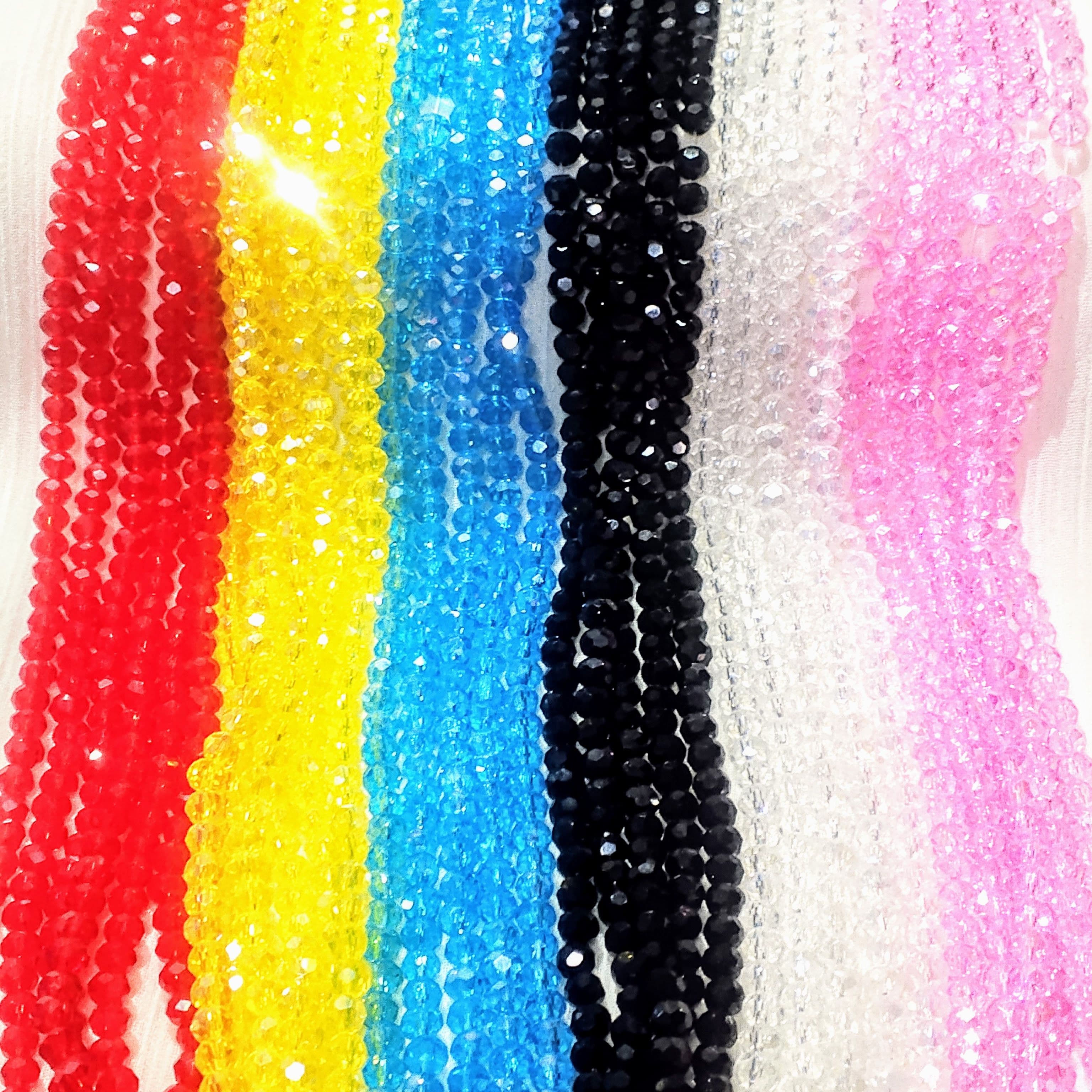 4mm Round Faceted Beads for DIY Crafts. Multicolor Acrylic Crystal Beads. 4 Strings | DIY Jewelry Making, Jewelry, Dress Accessories, Crafts, and Home Décor.