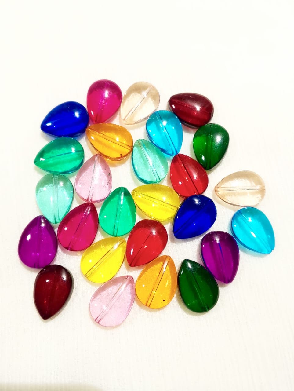 15 Glass Crystal Transparent Multicolor 18mm Droplet Beads for DIY, Jewelry Making, Crafting – 18mm Drop Shape Beads | 26 pcs Mix Set