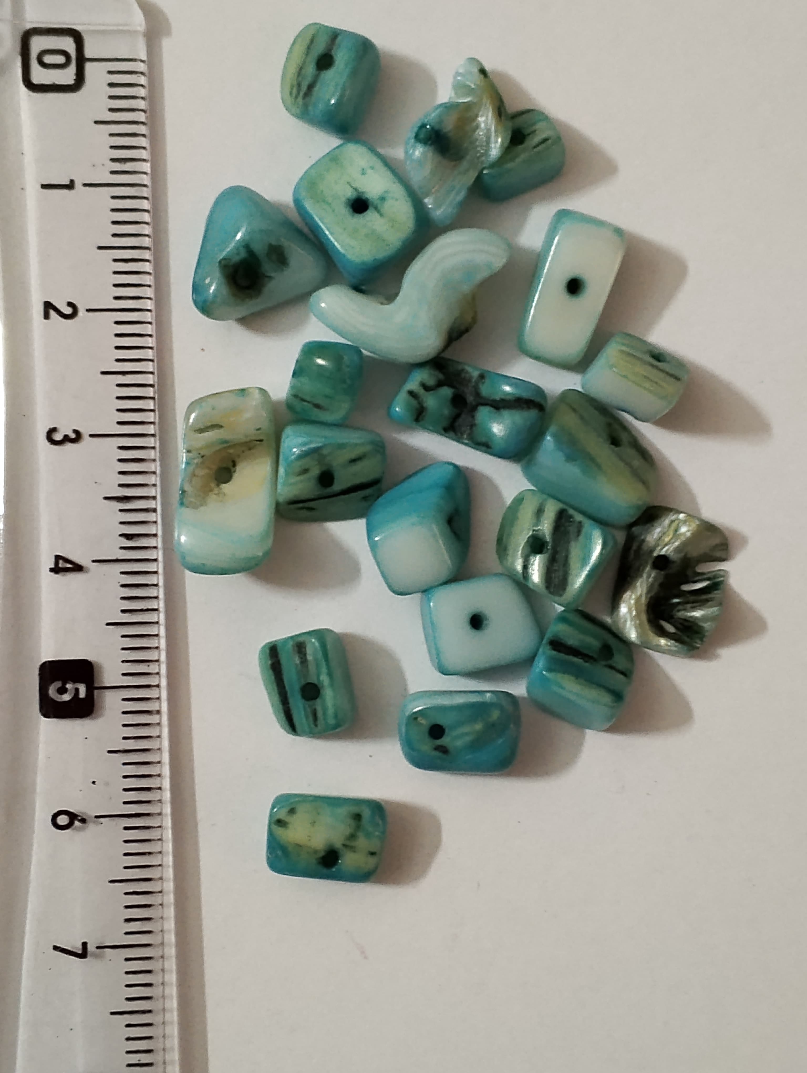 Mix Synthetic Stone Sea Green Beads Of Mix Sizes And Shapes. 60 to 40gms Beads, Aesthetic Beads For DIY Jewelry Making, Jewelry, Dress Accessories, Crafts, and Home Décor