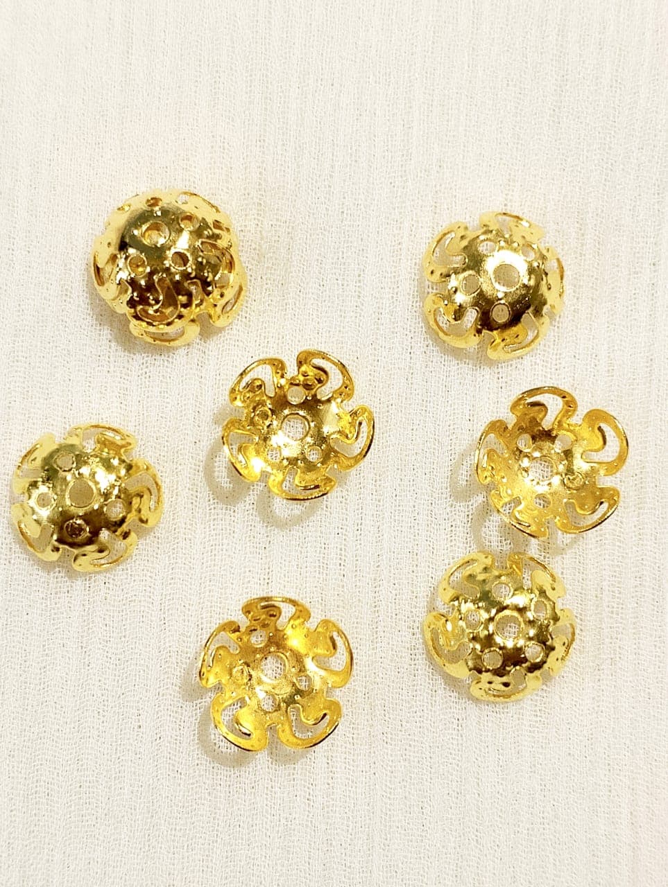 100/150 pcs 9.5, 5mm, 4mm Golden Metal Bead Caps for Jewellery Making, DIY Tussles, Crafting