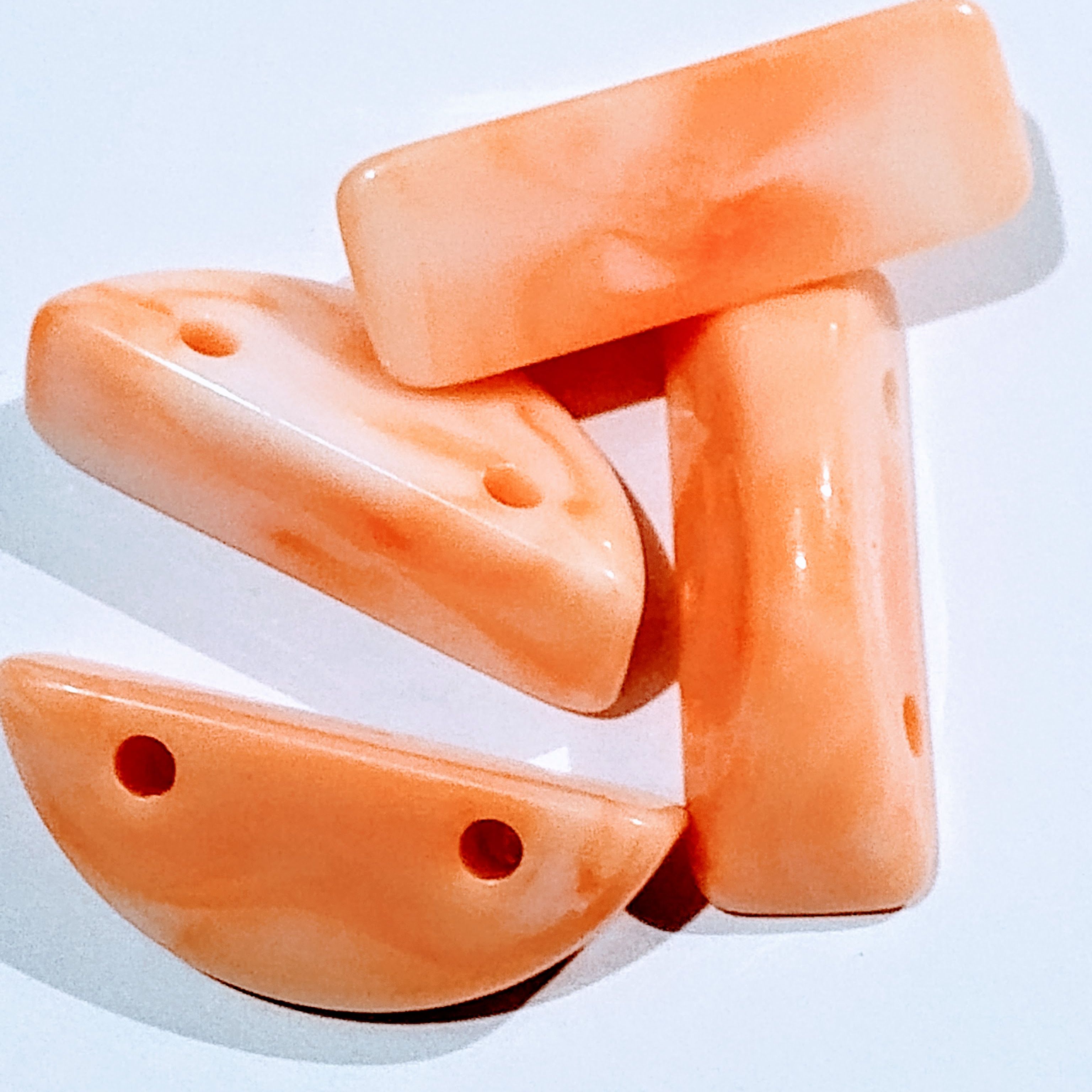 Pack of 40gms Beads, Orange Half Circle with 2 Holes Marble Beads For DIY Jewelry Making, Jewelry, DIY, Dresses And Crafting Accessories.
