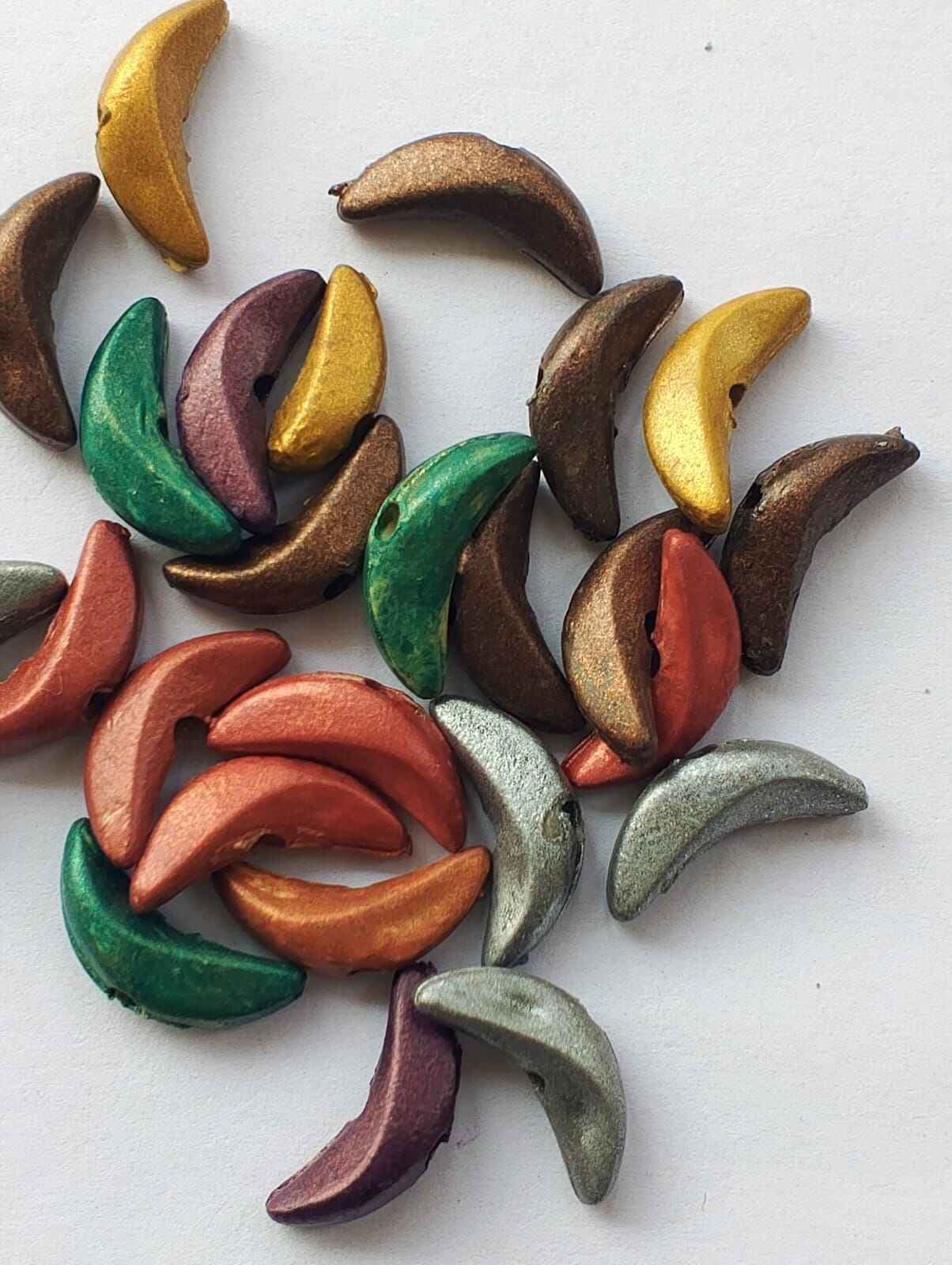 Beads for DIY Crafts. Moon Multicolor Plastic Beads. Pack of 40gms Beads, For DIY Jewelry Making, Jewelry, And Dress Accessories.