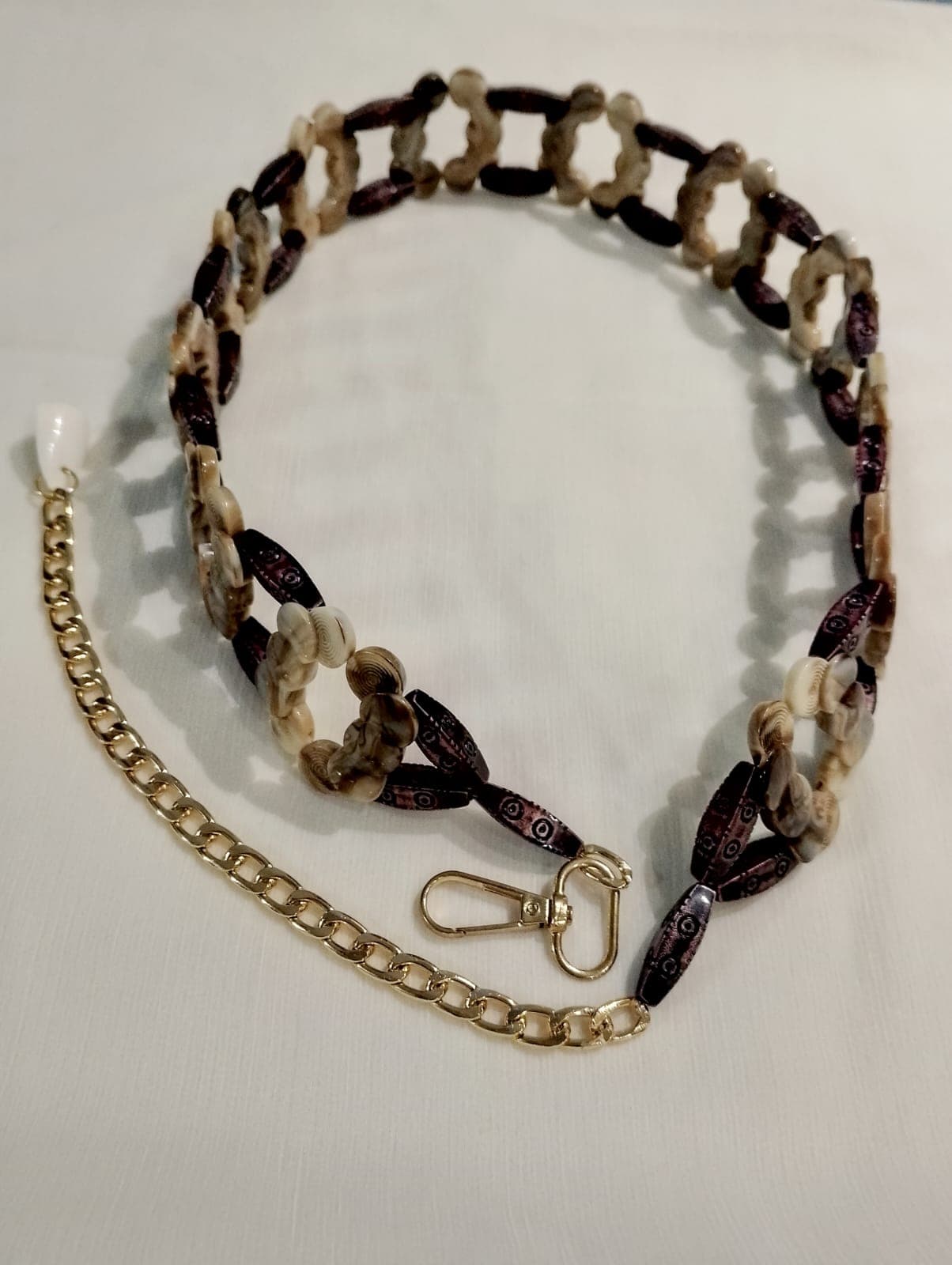 Beaded Belt with Gold Chain & Marble Bead for Women | Unique Style Belt For Girls | 28 Inches