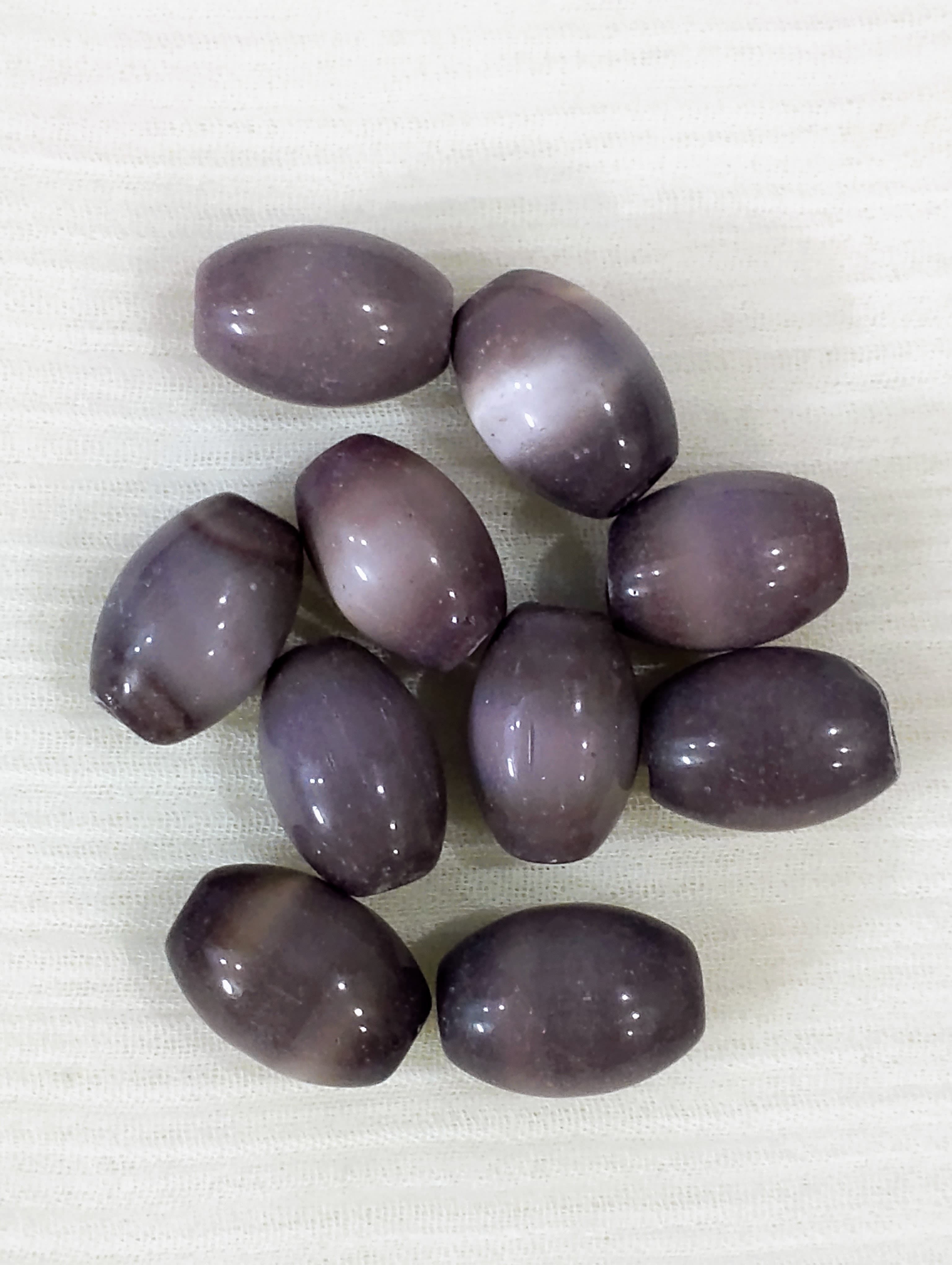40gms Smoky Purple Cat's Eye Oval Beads, 11mm, for Jewelry Making and DIY Crafts