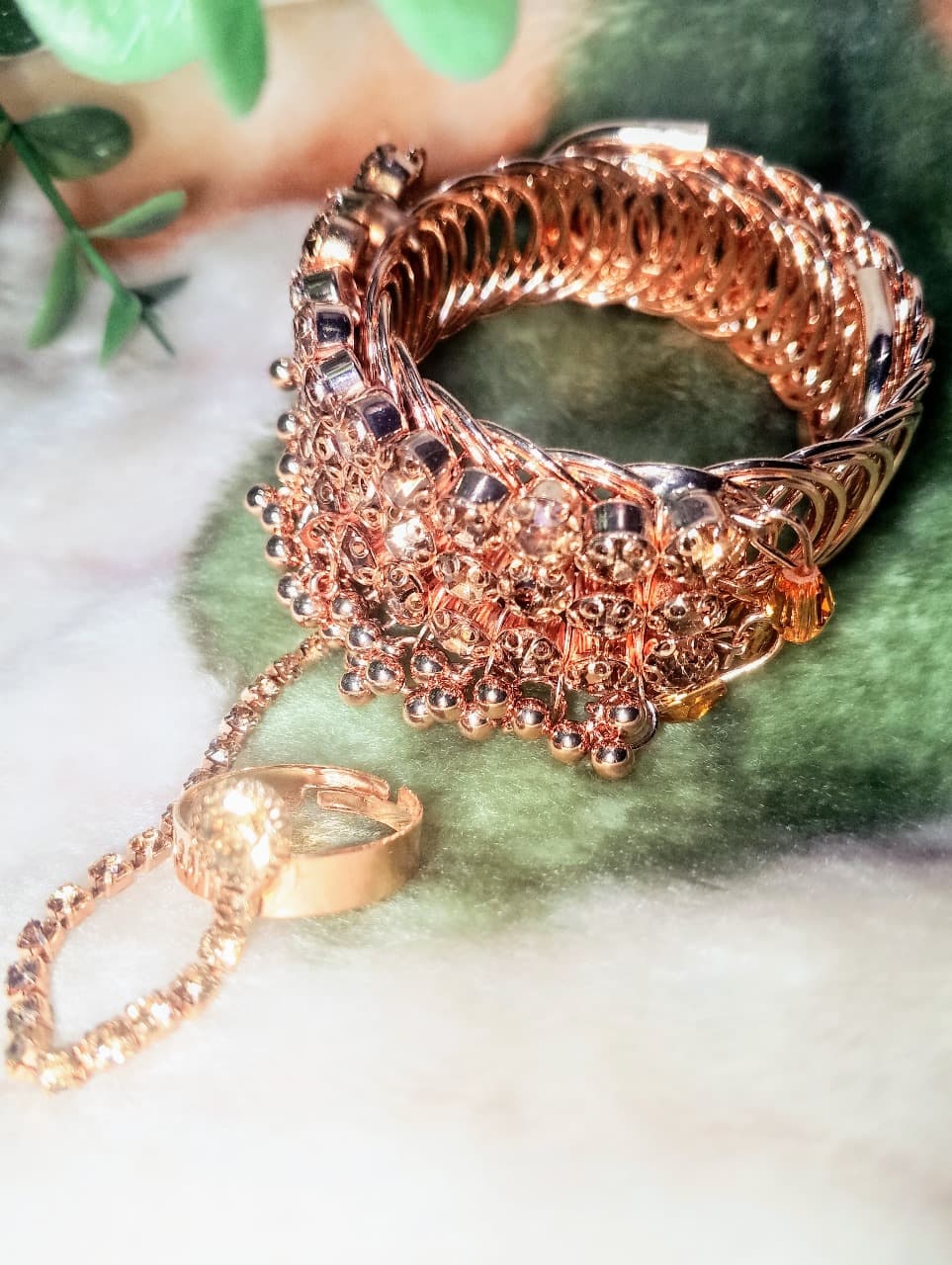 Gold-Plated Zircon Kundan Bracelet – Traditional Bridal & Festive Jewelry for Girls | Fashion Gift