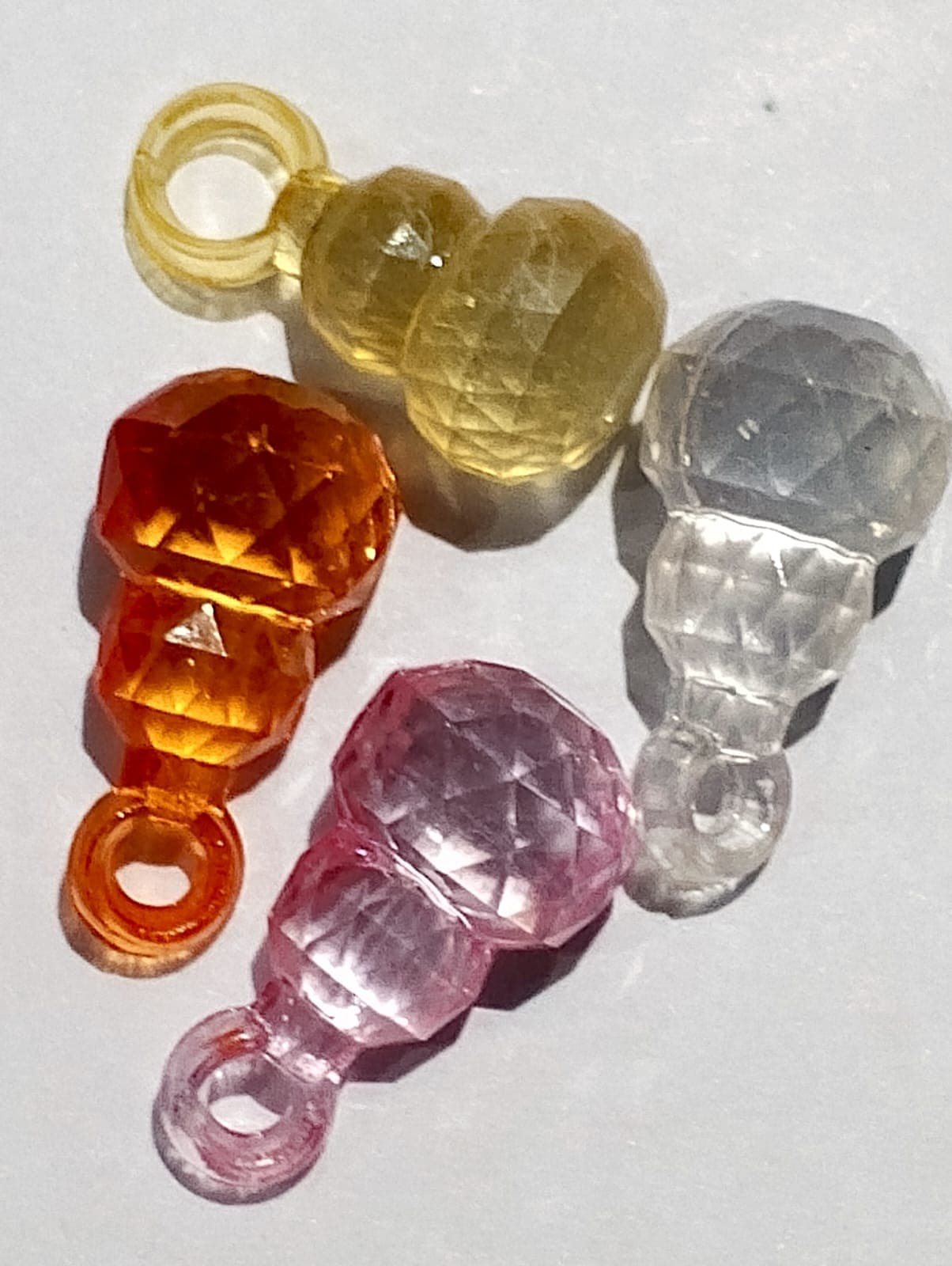 Beads for DIY Crafts. White, Yellow, Pink, and Orange Drop Tussle (Latkan) Acrylic Beads. Pack of 40gms Beads, For DIY Jewelry Making, Jewelry, And Dress Accessories.