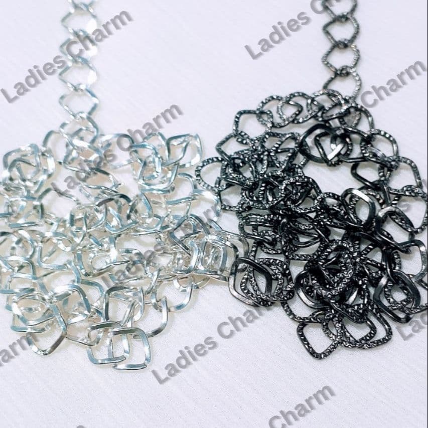 Stylish Metal Square - 36 Inches Elegant Link Chains for Crafting – Silver and Gun Black Elegant Chain Links for DIY Jewelry, Purse Clutches Cross Body Bags Chain, and Accessories