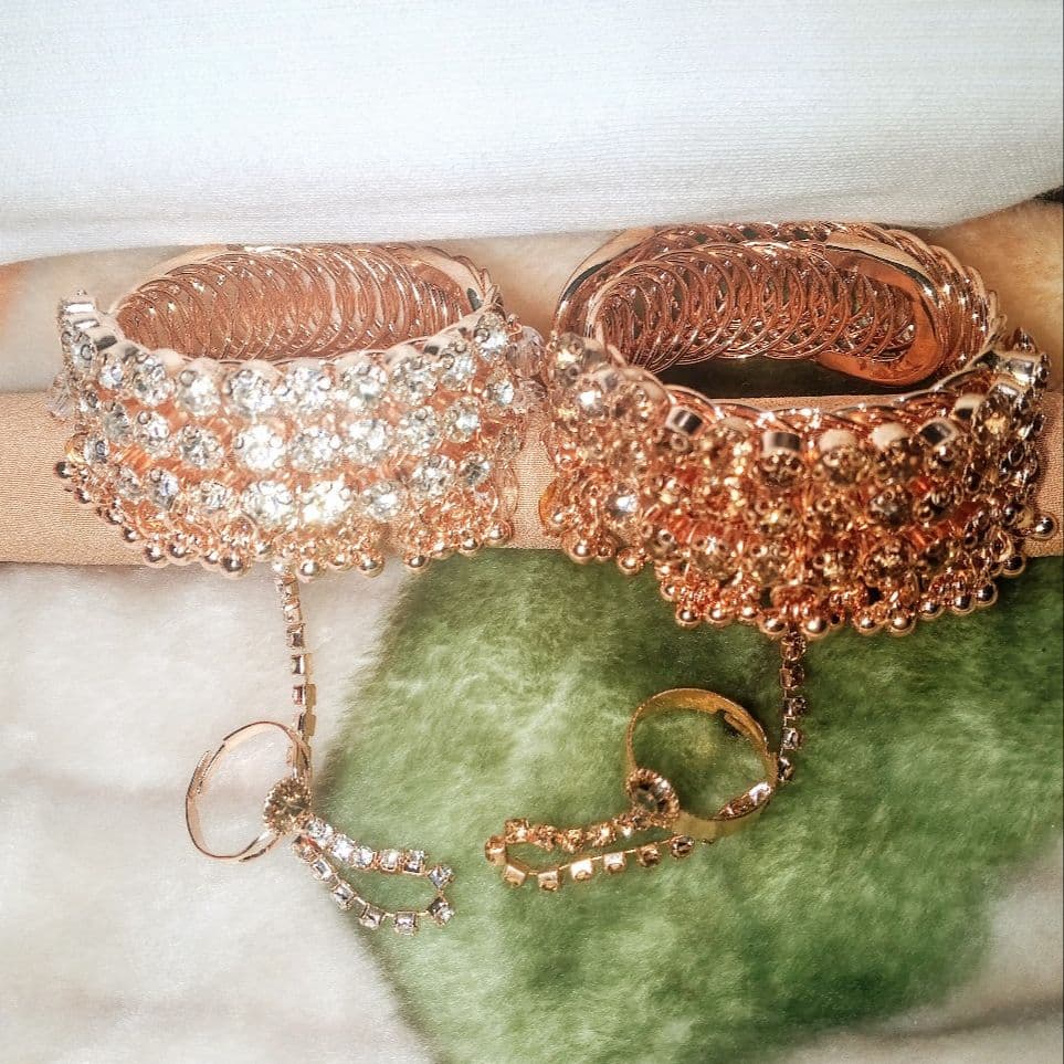 Gold-Plated Zircon Kundan Bracelet – Traditional Bridal & Festive Jewelry for Girls | Fashion Gift