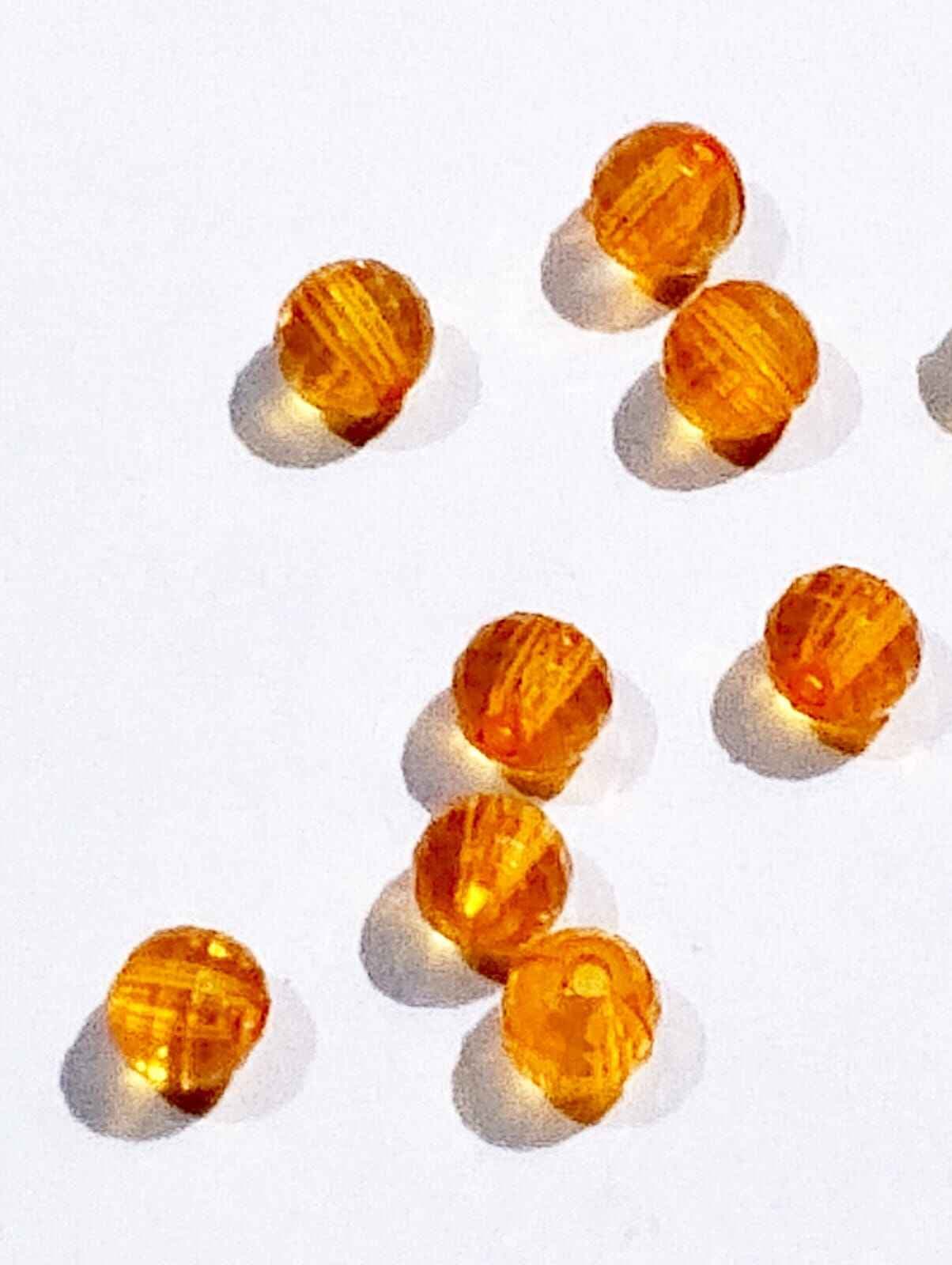 Orange 5mm Round Faceted Acrylic Beads for DIY Crafts - Pack of 30gms - Ideal for DIY Jewelry Making, Jewelry, and Dress Accessories.