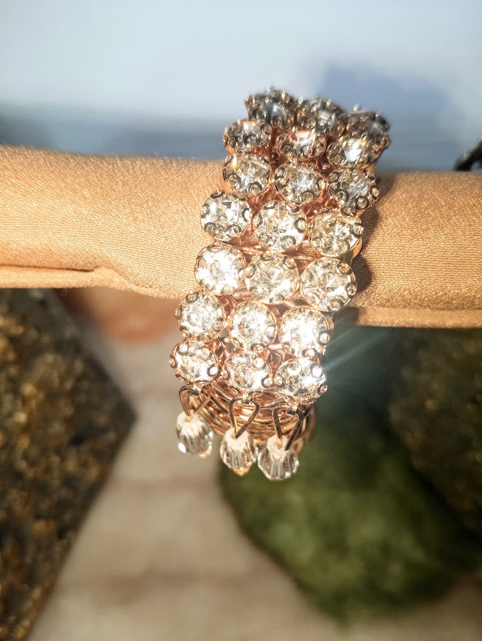 Gold-Plated Zircon Kundan Bracelet – Traditional Bridal & Festive Jewelry for Girls | Fashion Gift