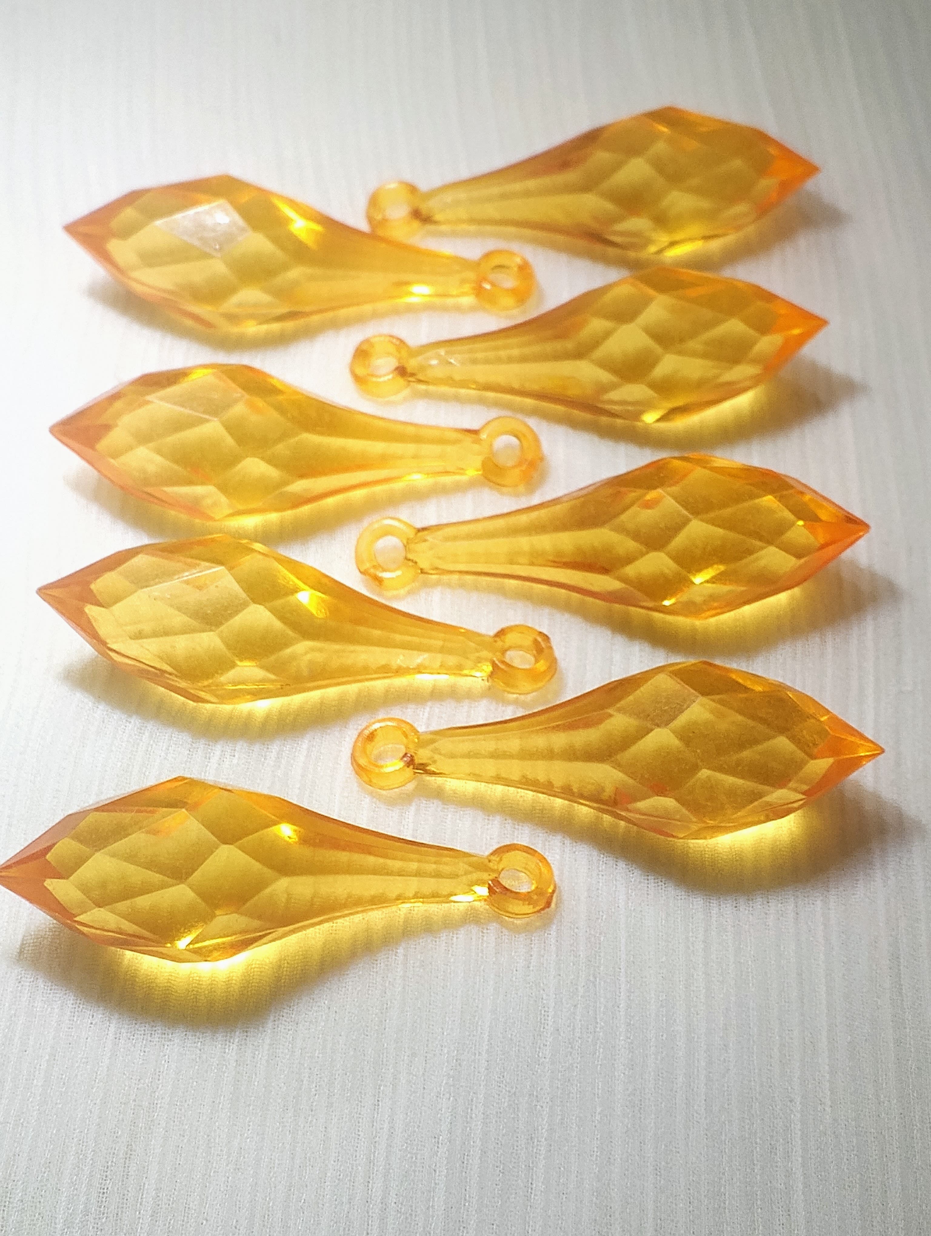 10/15 pcs Yellow Faceted Crystal Plastic Drop Tussle Bead - DIY Craft, Jewelry, Dress Ornaments and Décor