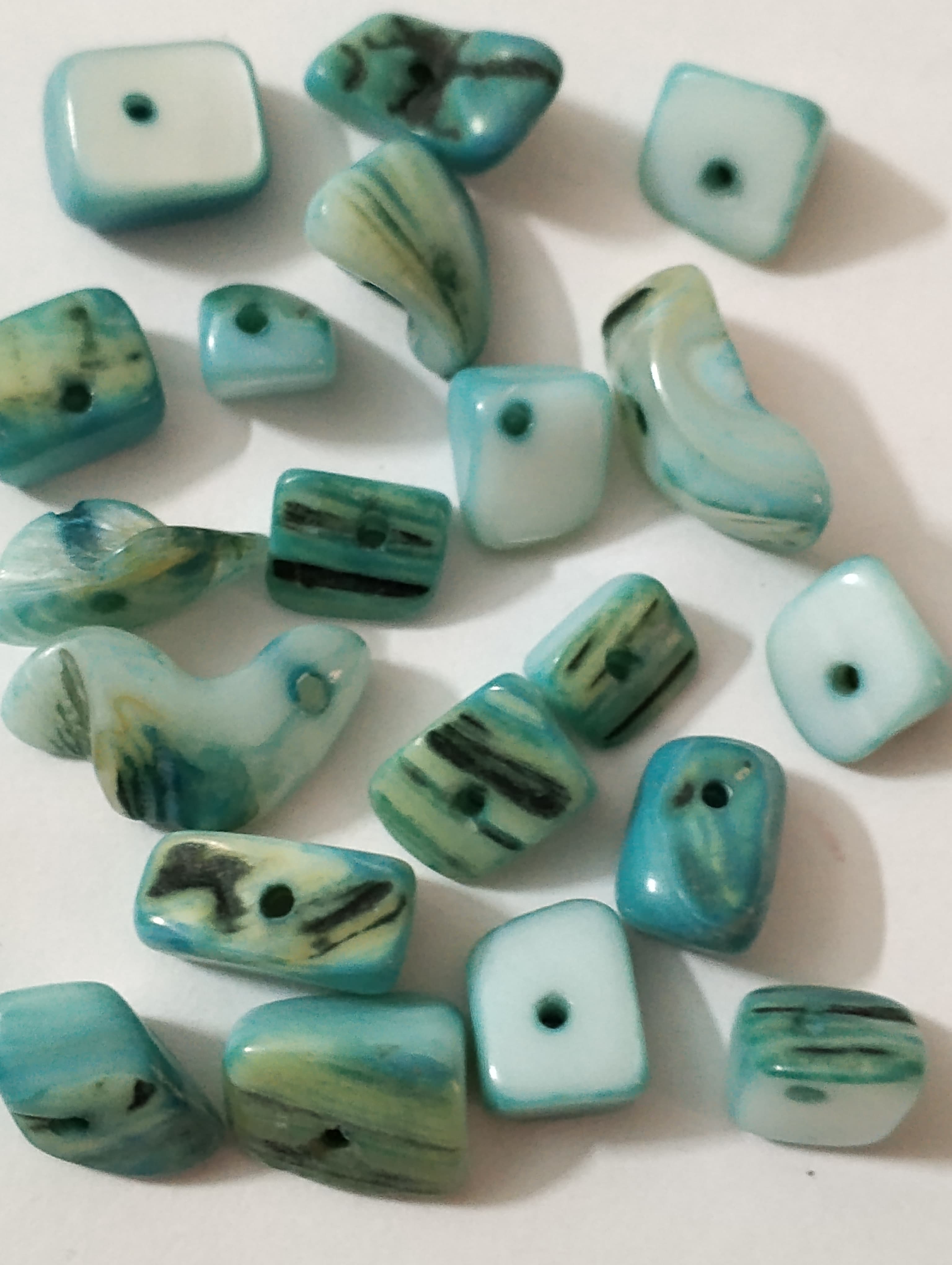 Mix Synthetic Stone Sea Green Beads Of Mix Sizes And Shapes. 60 to 40gms Beads, Aesthetic Beads For DIY Jewelry Making, Jewelry, Dress Accessories, Crafts, and Home Décor