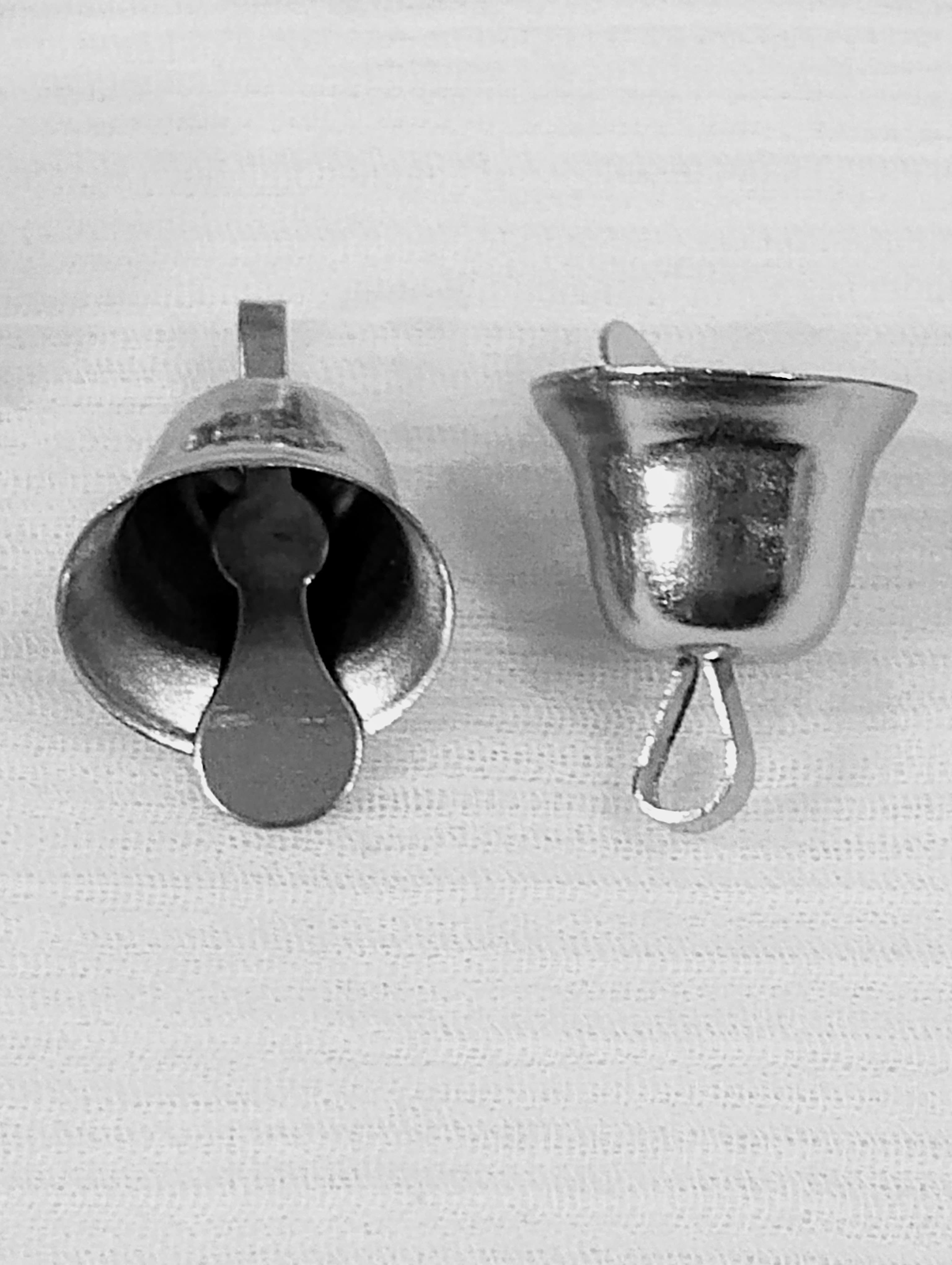 30 Pcs Tiny Silver Bell Charms for Craft, Jewelry Making, Dress Designing, Home Decor – 15mm Miniature Bell with Loop