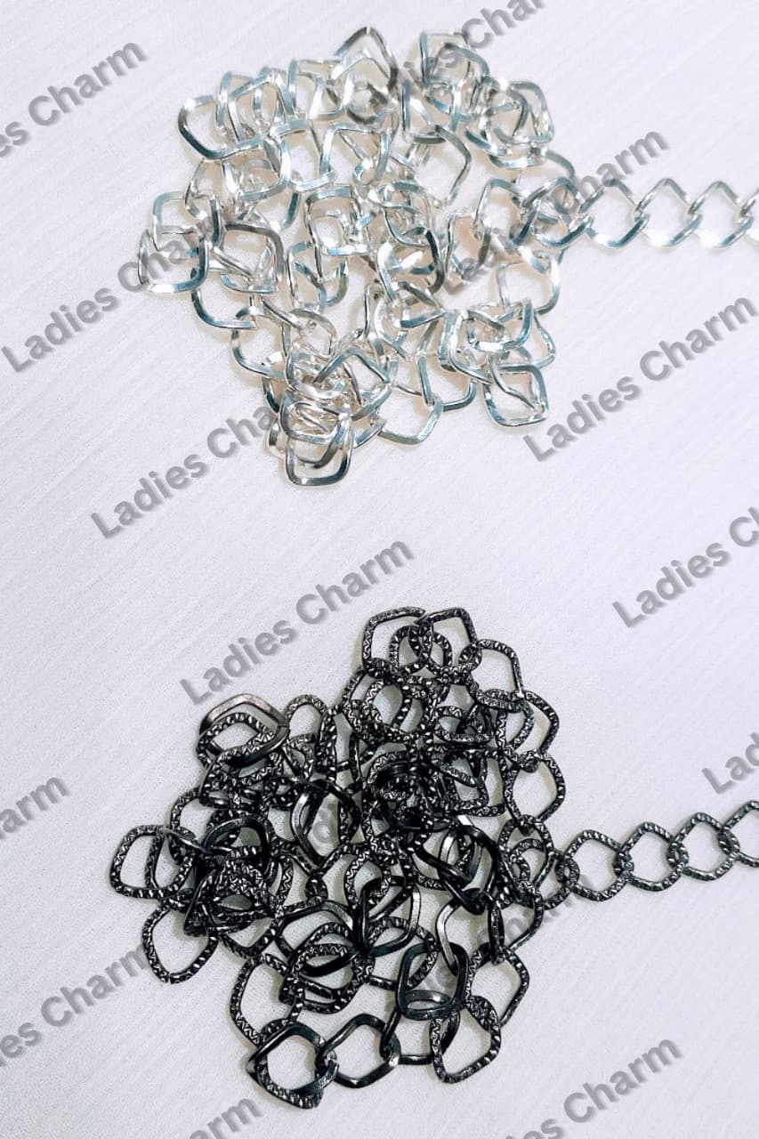 Stylish Metal Square - 36 Inches Elegant Link Chains for Crafting – Silver and Gun Black Elegant Chain Links for DIY Jewelry, Purse Clutches Cross Body Bags Chain, and Accessories