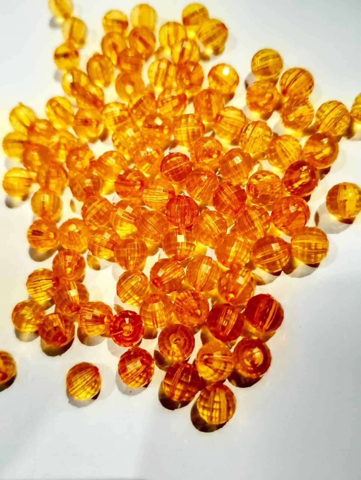 Orange 5mm Round Faceted Acrylic Beads for DIY Crafts - Pack of 30gms - Ideal for DIY Jewelry Making, Jewelry, and Dress Accessories.