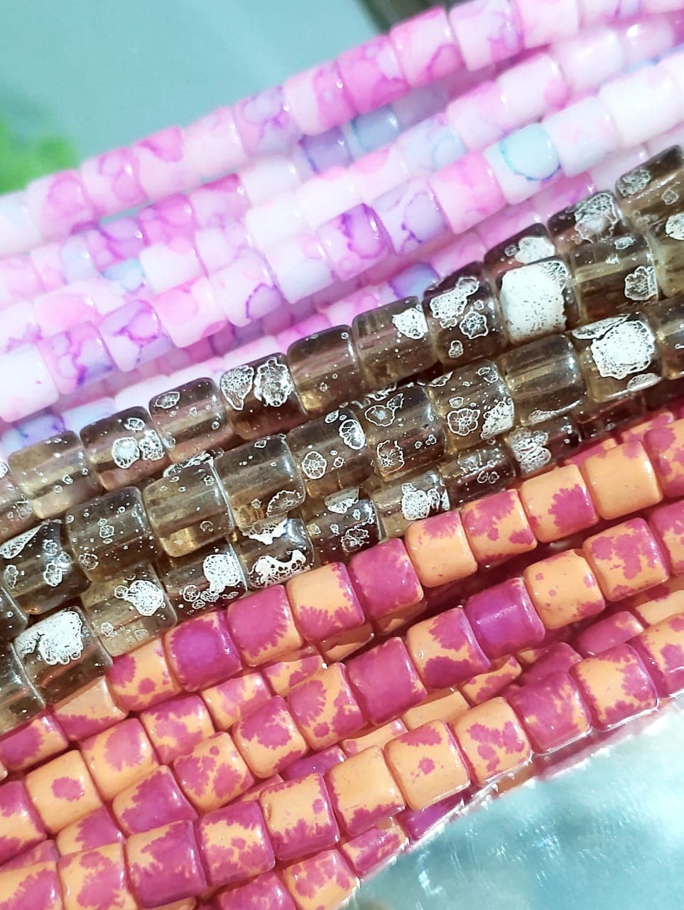 1 Strand Craft Beads | Multicolor Flat Round Tube Beads Strand for Craft & Jewelry Making DIY | Boho Style Loose Beads