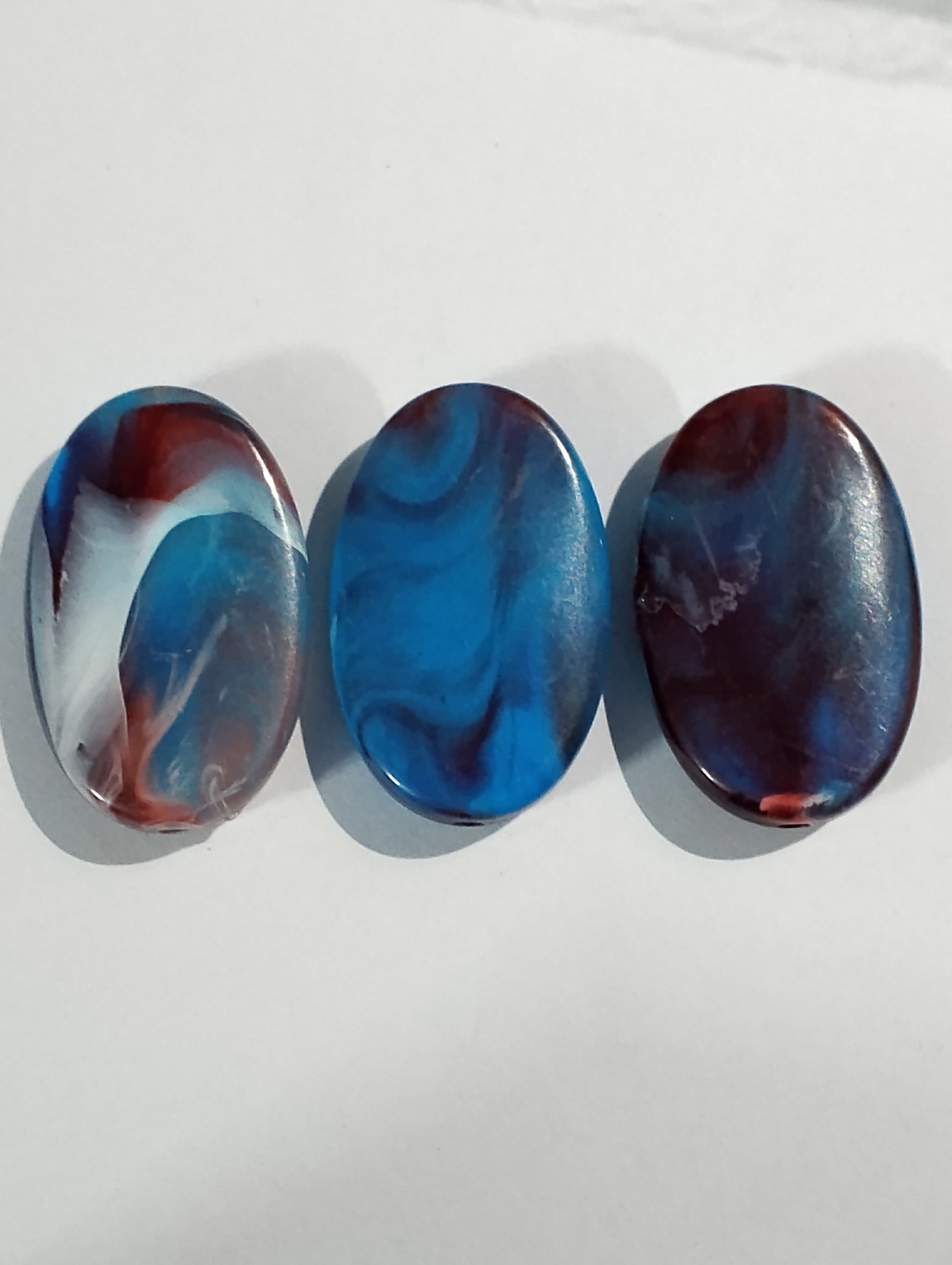 Pack of 40gms Beads, Blue Brown Oval Chip Large Acrylic Plastic Marble Beads For DIY Jewelry Making, Jewelry, DIY, Dresses And Crafting Accessories.