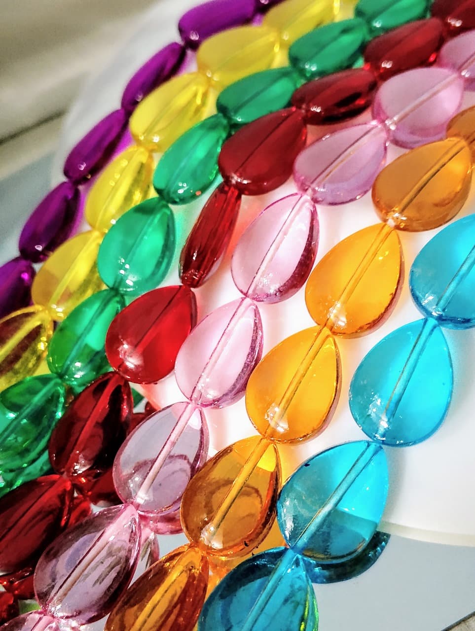 15 Glass Crystal Transparent Multicolor 18mm Droplet Beads for DIY, Jewelry Making, Crafting – 18mm Drop Shape Beads | 26 pcs Mix Set