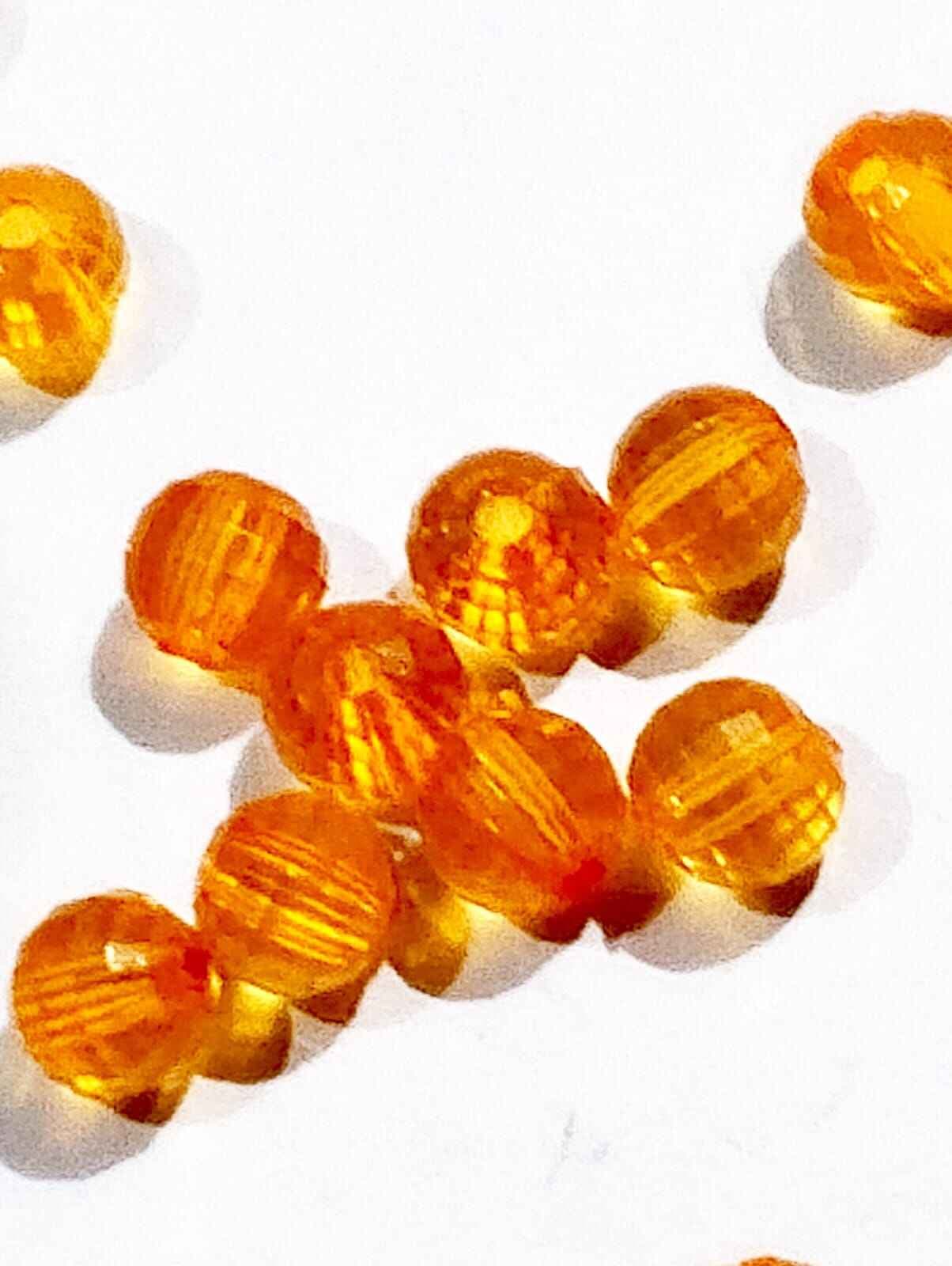 Orange 5mm Round Faceted Acrylic Beads for DIY Crafts - Pack of 30gms - Ideal for DIY Jewelry Making, Jewelry, and Dress Accessories.