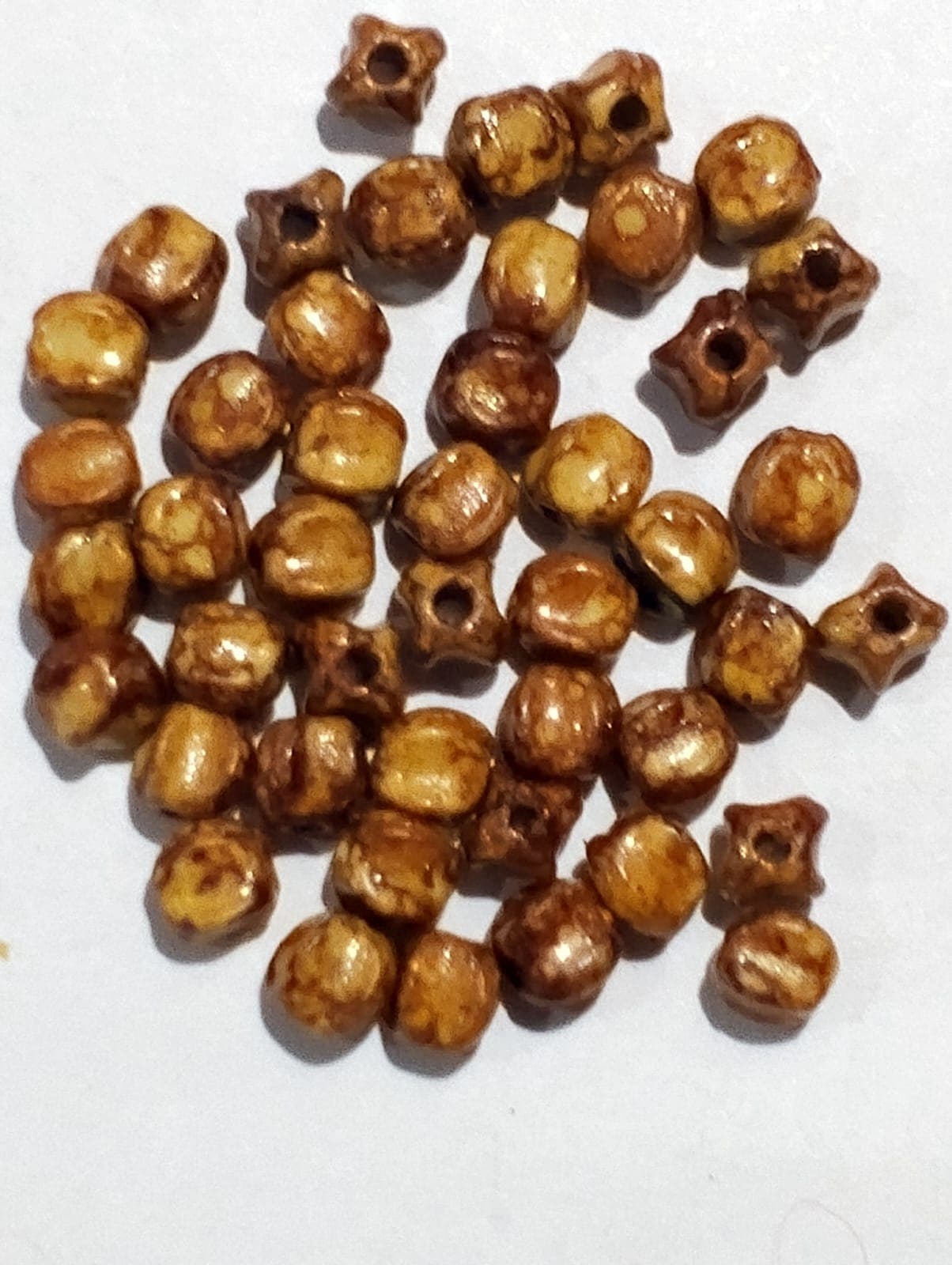 Wooden Plastic Round Cut Beads for DIY Crafts - Pack of 40gms - Ideal for DIY Jewelry Making, Jewelry, and Dress Accessories.