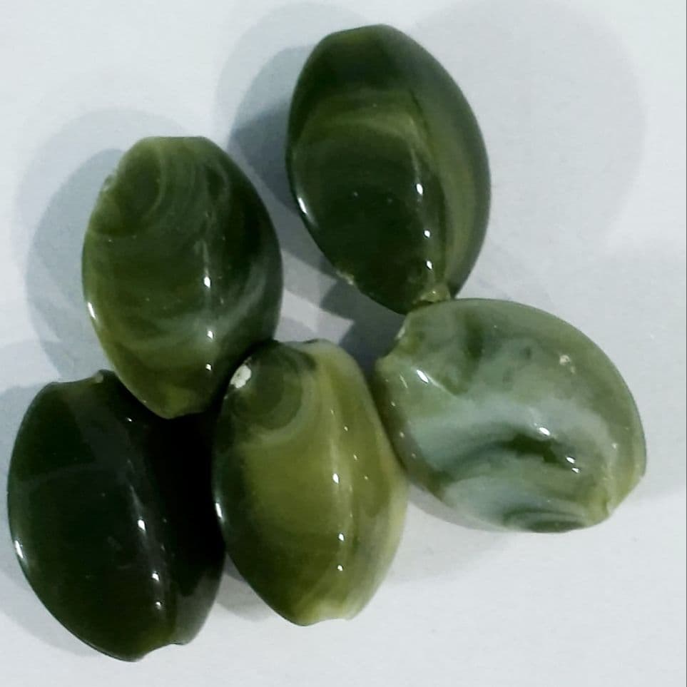 Unique Beads for Unique Crafts. Green Marble Oval Acrylic Plastic Beads. Pack of 40gms, For DIY Jewelry Making, Crafting, Home Decor, And Dress Accessories.