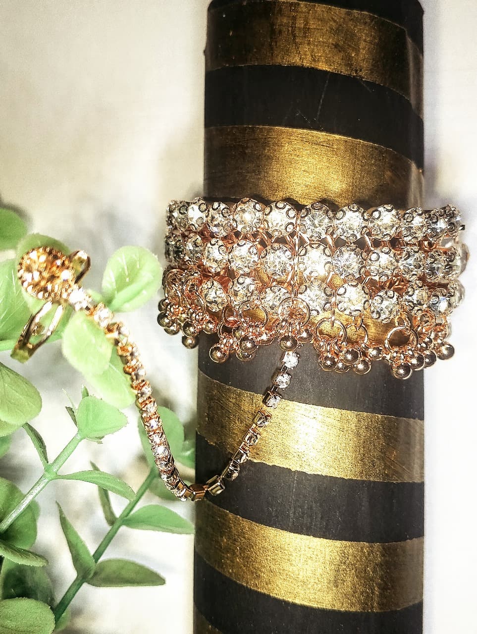 Gold-Plated Zircon Kundan Bracelet – Traditional Bridal & Festive Jewelry for Girls | Fashion Gift