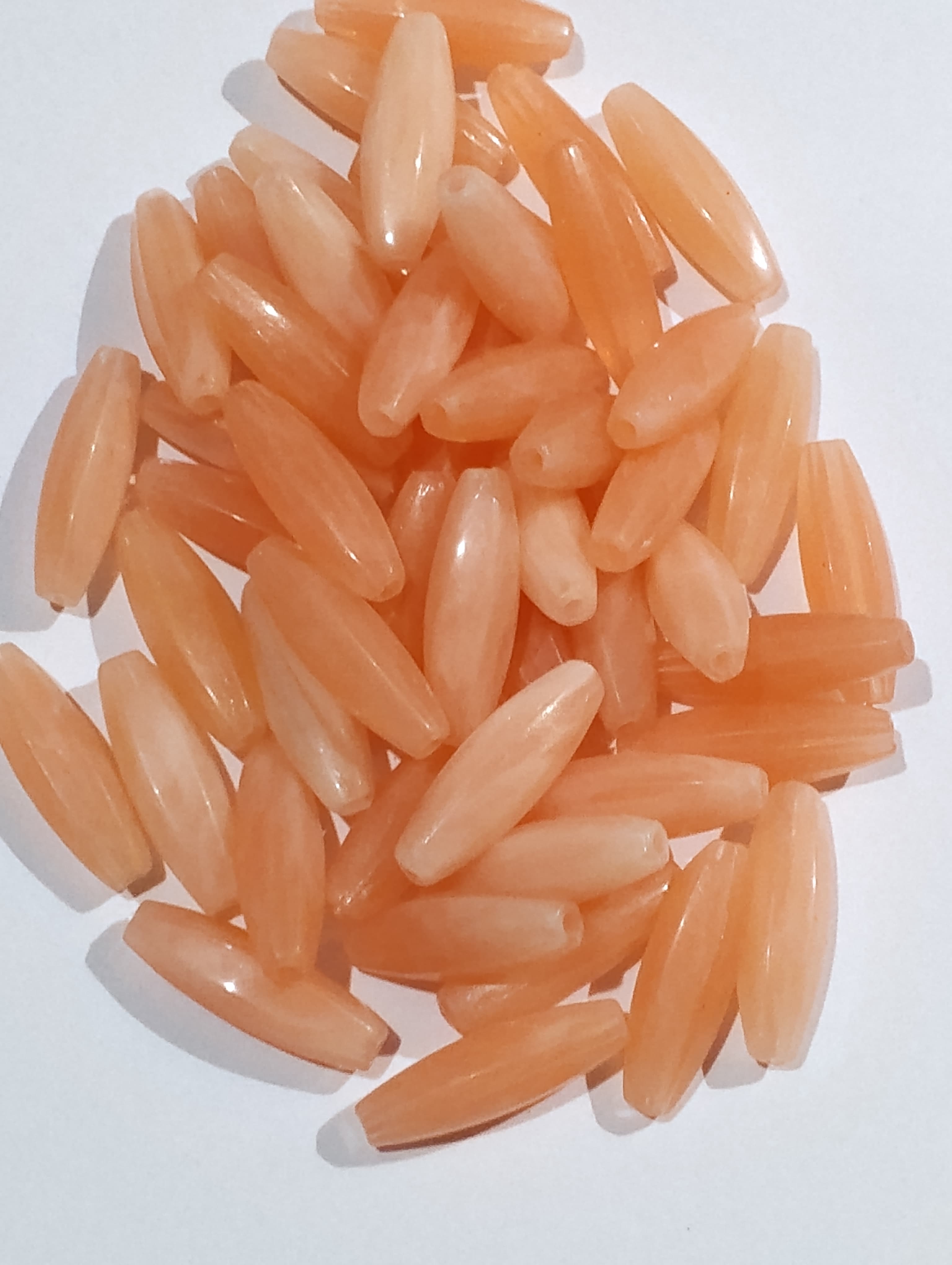 Acrylic Long Cut Marble Textured Peach Beads for DIY Crafts - Pack of 40gms - Ideal for DIY, Crafting, Jewelry Making, Jewelry, and Dress Accessories.
