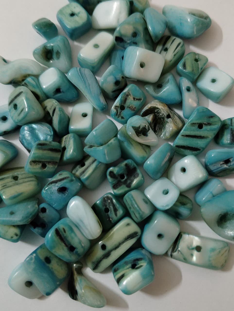 Mix Synthetic Stone Sea Green Beads Of Mix Sizes And Shapes. 60 to 40gms Beads, Aesthetic Beads For DIY Jewelry Making, Jewelry, Dress Accessories, Crafts, and Home Décor