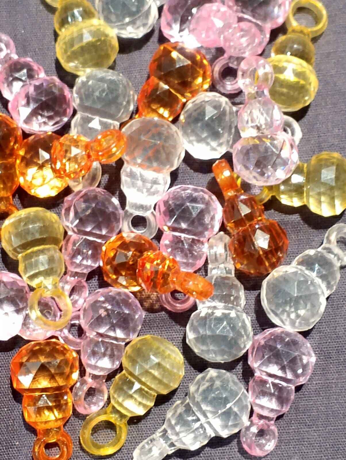 Beads for DIY Crafts. White, Yellow, Pink, and Orange Drop Tussle (Latkan) Acrylic Beads. Pack of 40gms Beads, For DIY Jewelry Making, Jewelry, And Dress Accessories.