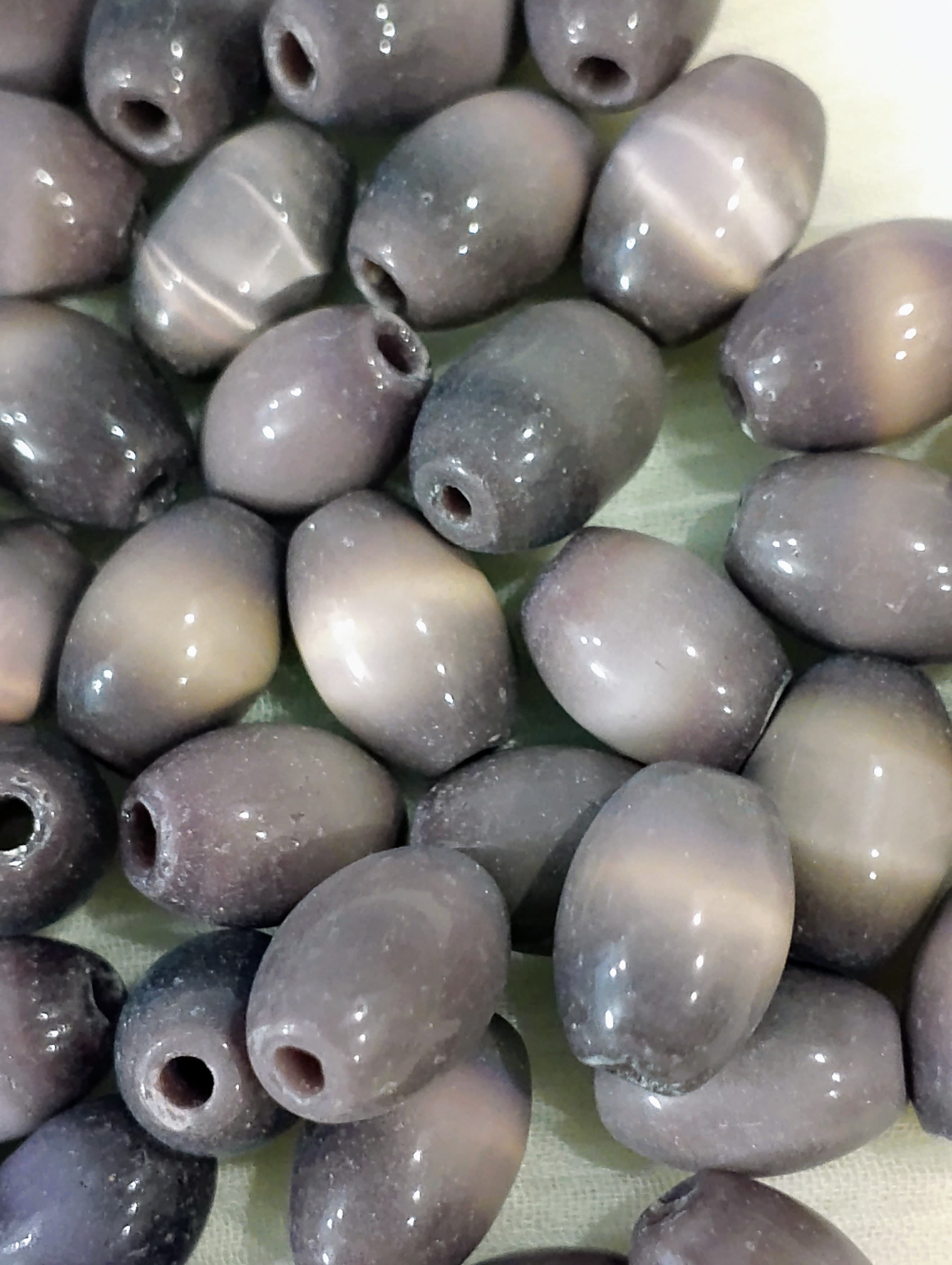 40gms Smoky Purple Cat's Eye Oval Beads, 11mm, for Jewelry Making and DIY Crafts
