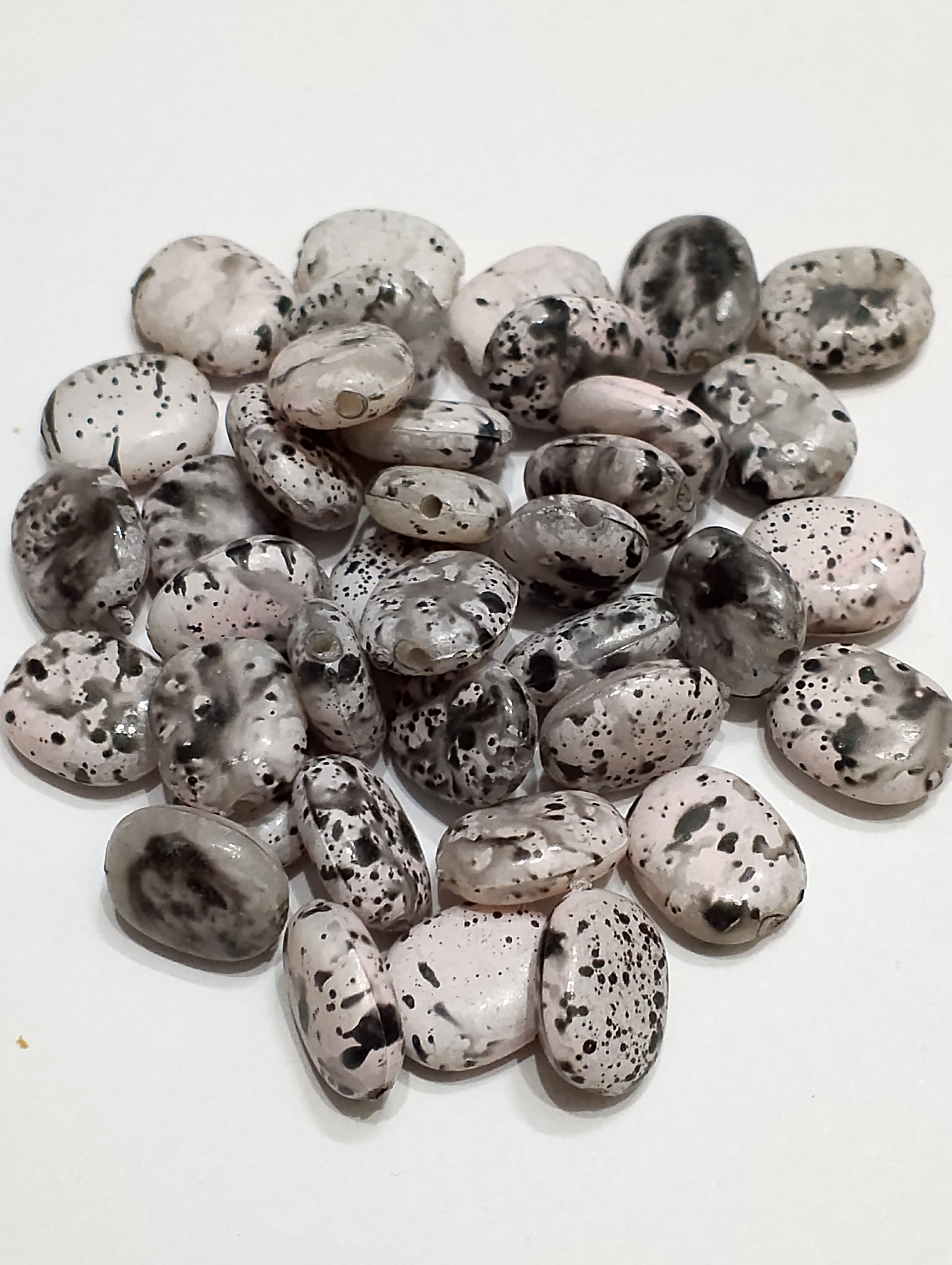 Pack of 40gms Beads, Black White Oval Plastic Beads For DIY Jewelry Making, Jewelry, DIY, Dresses And Crafting Accessories.