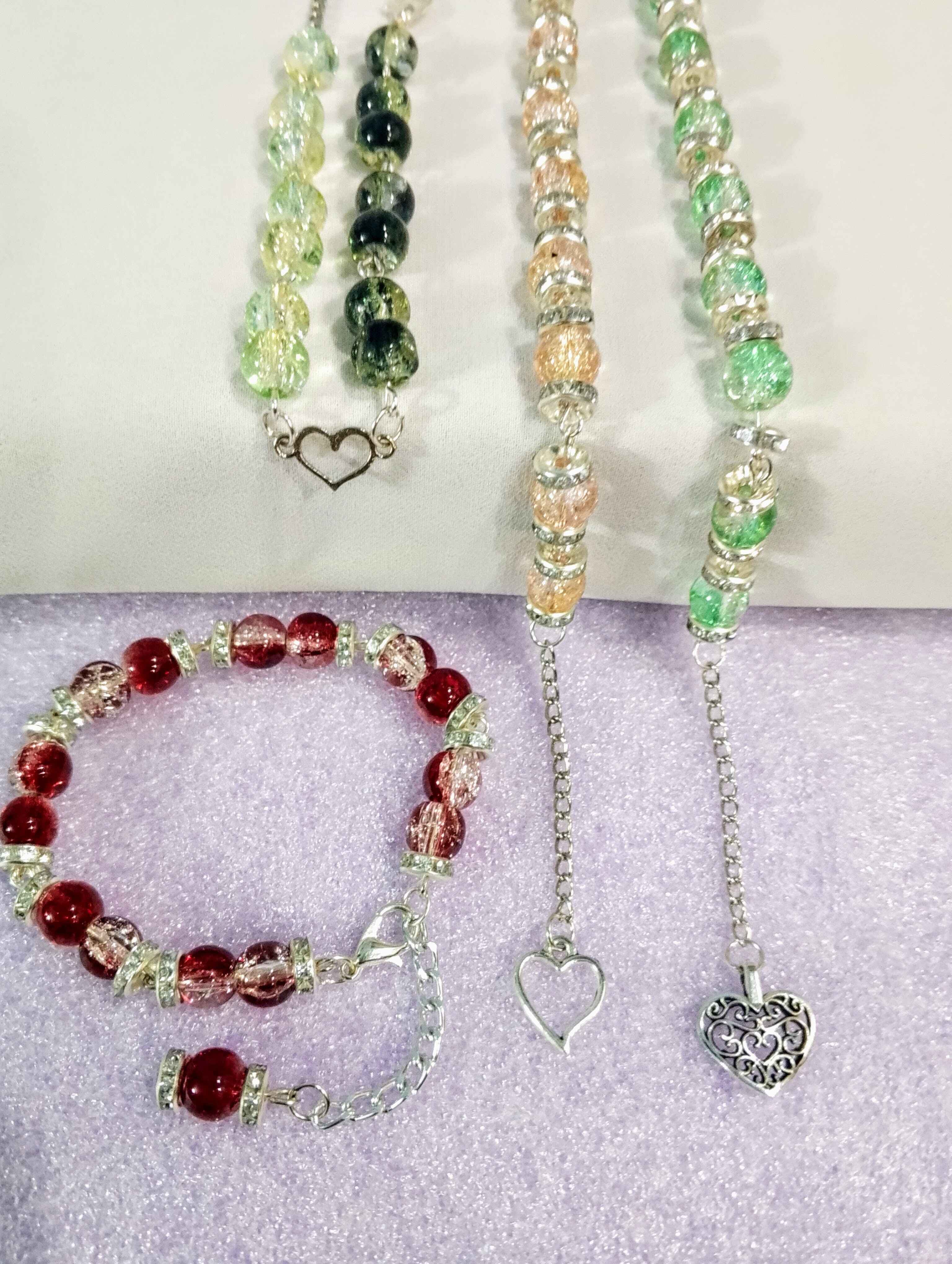 Glass Crackle Beaded Charm Bracelet – Customizable in Any Color of Beads, Charms or Alphabet Charms