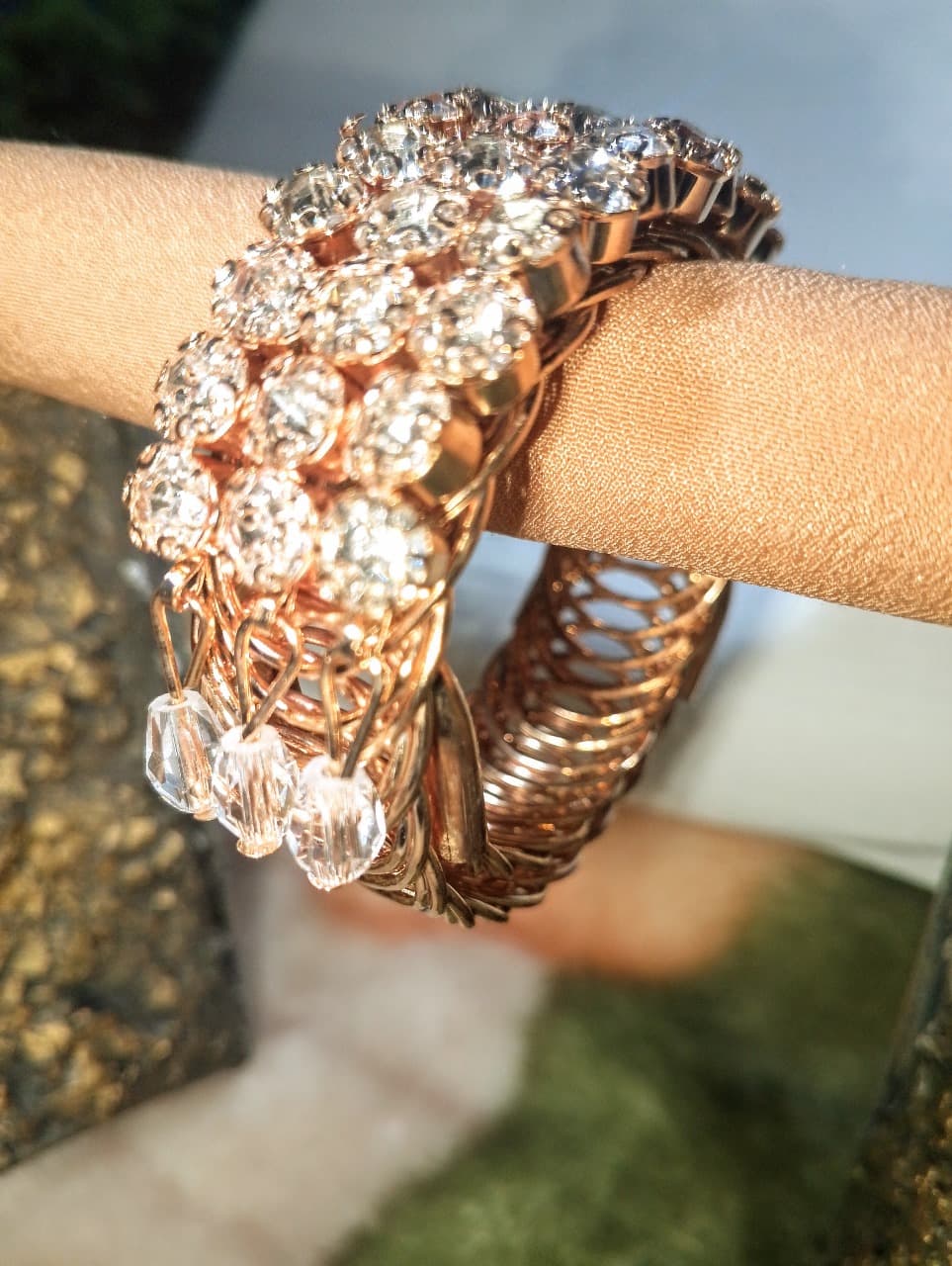 Gold-Plated Zircon Kundan Bracelet – Traditional Bridal & Festive Jewelry for Girls | Fashion Gift