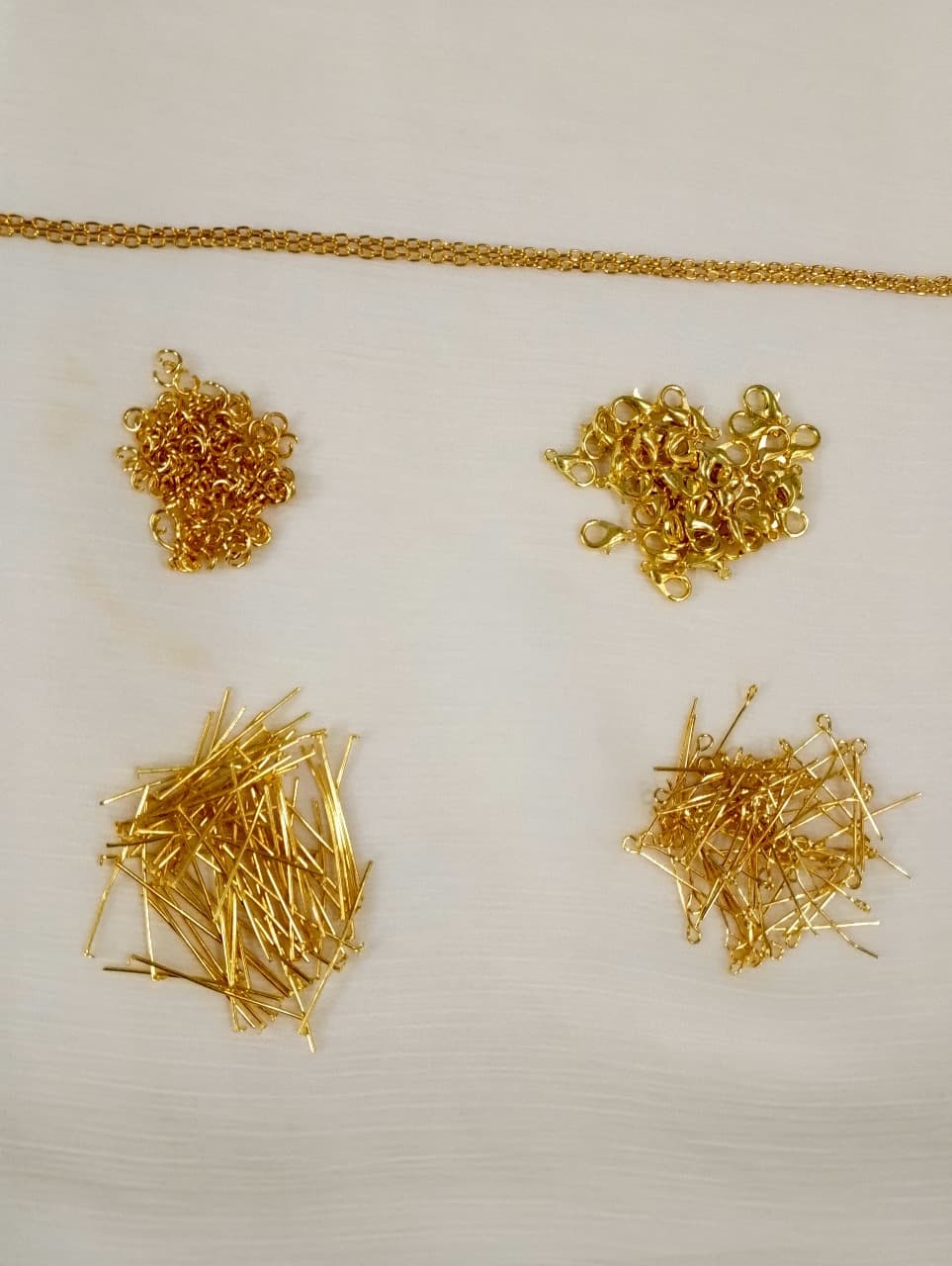 140Pcs and 3yards chain/lot Silver Gold | 20 Alloy Lobster Clasp, 40 Jump Rings Connector, 40 Eyepins, 40 Headpins, 3Yards Chain For Bracelet Necklace DIY Jewelry Making Supplies