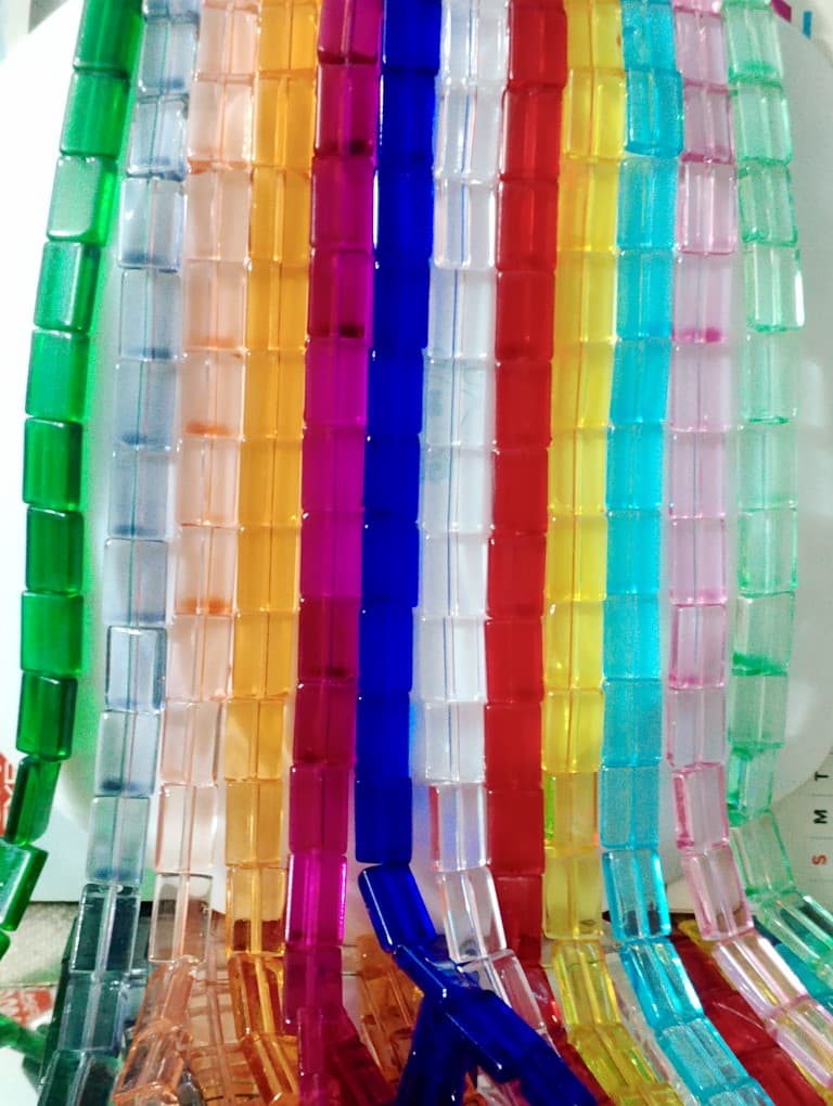15 Glass Crystal Transparent Multicolor 13mm Flat Rectangle Beads for DIY, Jewelry Making, Crafting – 14.5*10mm Rectangle Shape Beads | 28 pcs Mix Set