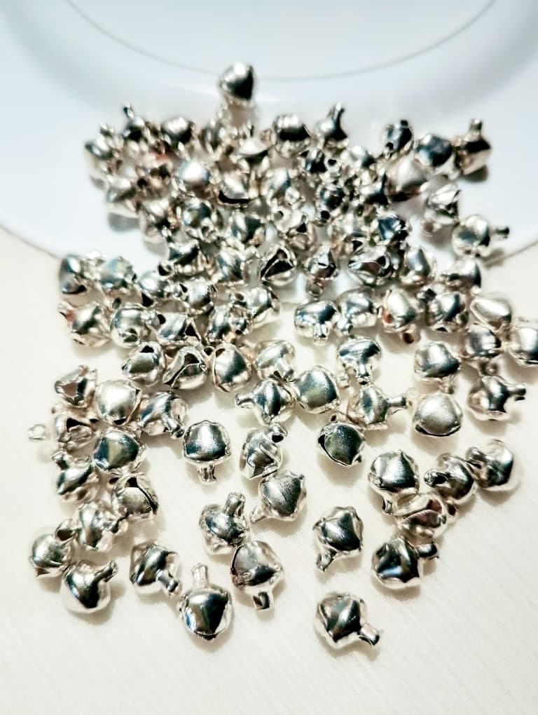 Beads 100 Pcs 10mm, 8mm, 6mm Vibrant Gold, Silver Ghungroo Beads Noisy and Noiseless Ghungru Charm Beads for Craft DIY