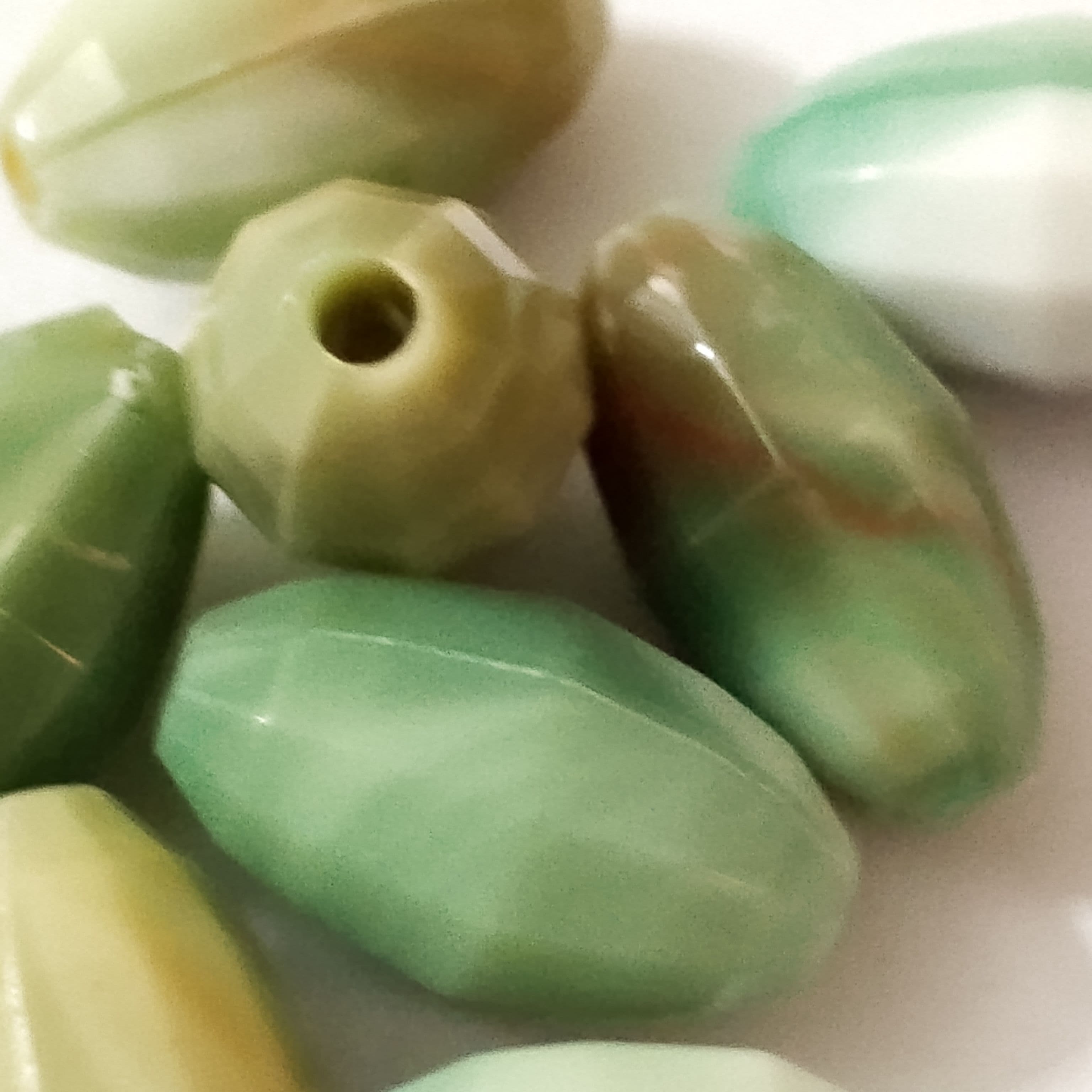 Green Marble Cylinder Cut Plastic Beads. 40gms Beads, Stunning Beads For DIY Jewelry Making, Jewelry, Dress Accessories, Crafts, and Home Décor