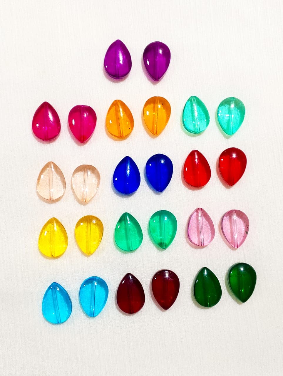 15 Glass Crystal Transparent Multicolor 18mm Droplet Beads for DIY, Jewelry Making, Crafting – 18mm Drop Shape Beads | 26 pcs Mix Set
