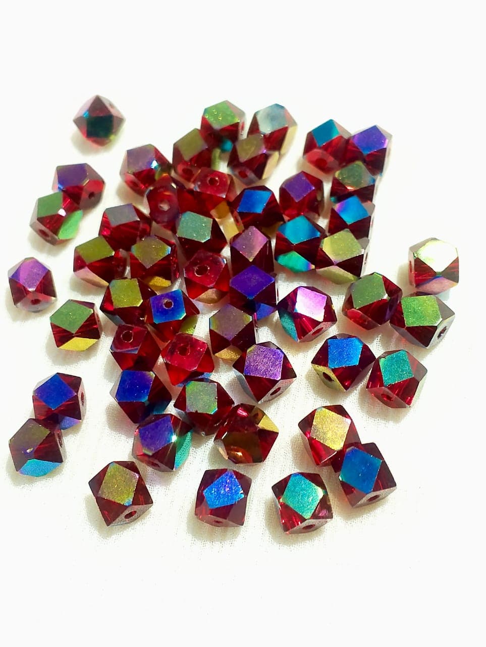 50 Crystal Cut 6mm Glass Beads | Rainbow AB Finish Faceted Beads for Jewelry Making & DIY Crafts