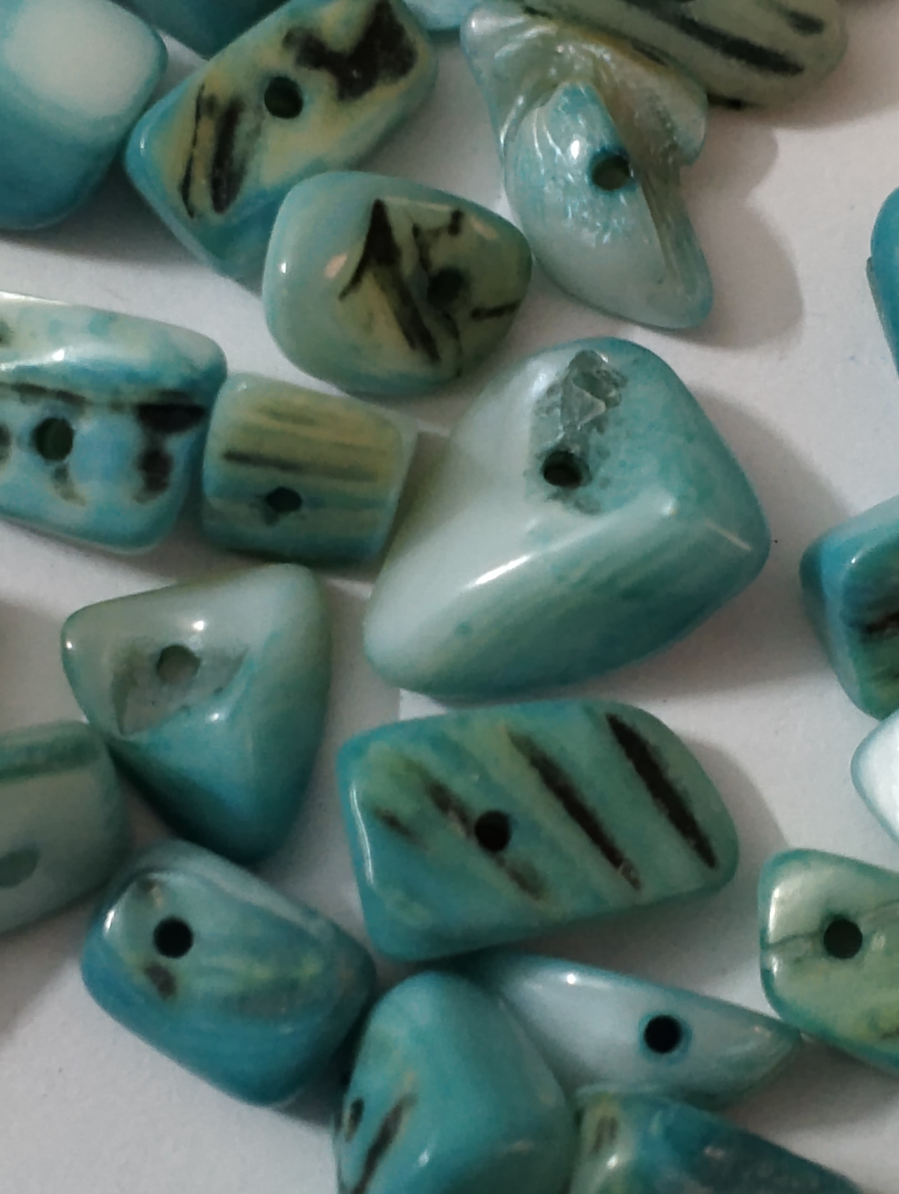Mix Synthetic Stone Sea Green Beads Of Mix Sizes And Shapes. 60 to 40gms Beads, Aesthetic Beads For DIY Jewelry Making, Jewelry, Dress Accessories, Crafts, and Home Décor