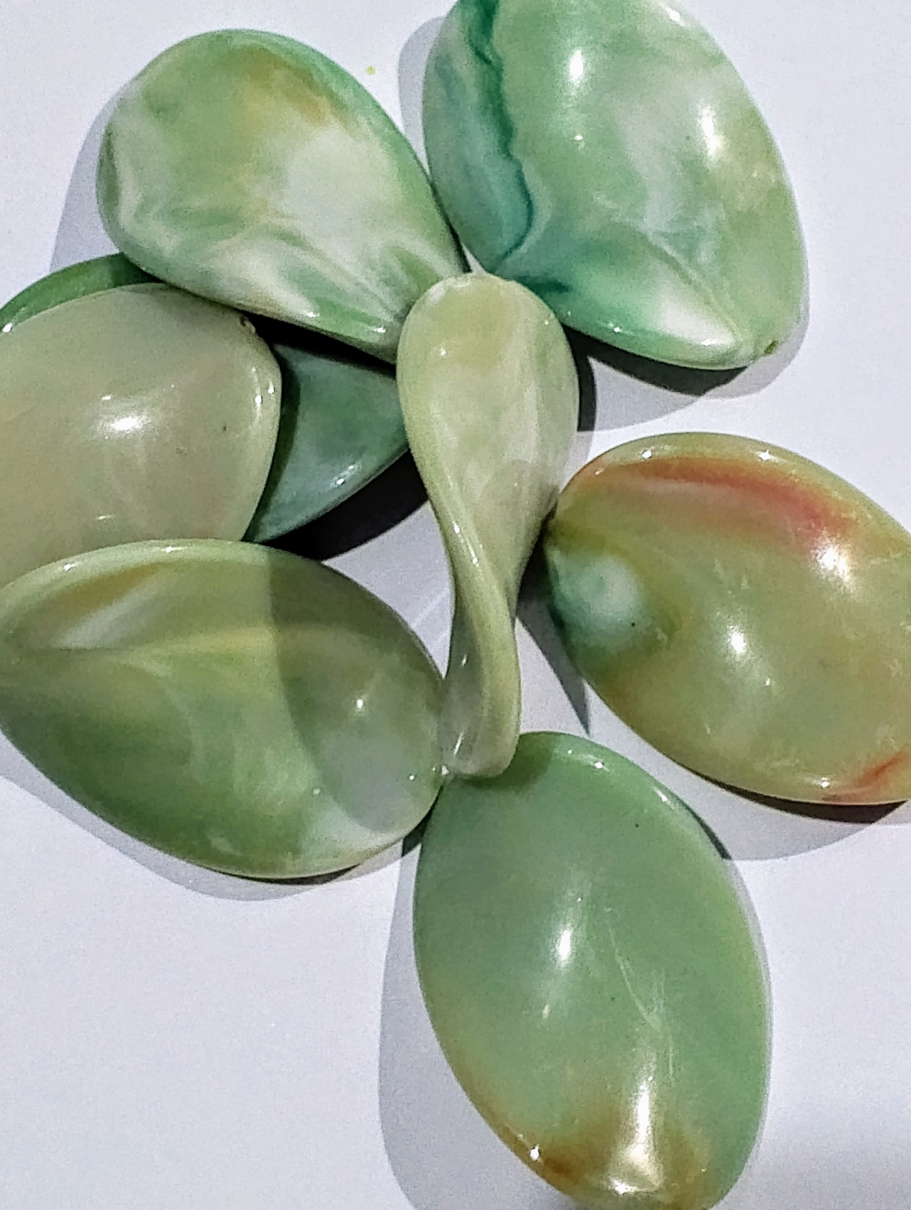 Pack of 40 gms Green Marble Curved Oval Acrylic Plastic Beads. Versatile for DIY Jewelry, Craft Projects, Dress Accessories, Home Decorative Ideas.