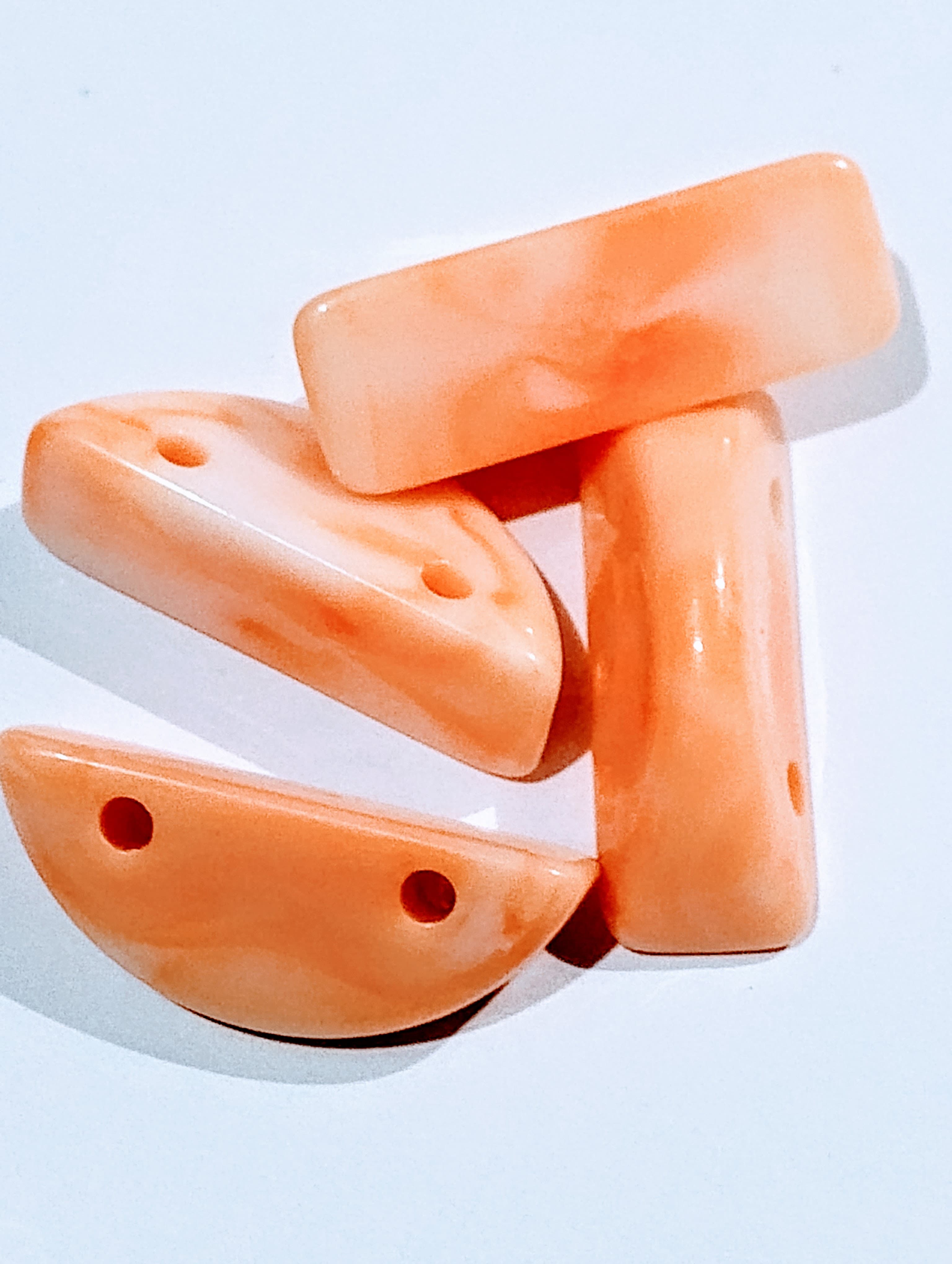 Pack of 40gms Beads, Orange Half Circle with 2 Holes Marble Beads For DIY Jewelry Making, Jewelry, DIY, Dresses And Crafting Accessories.