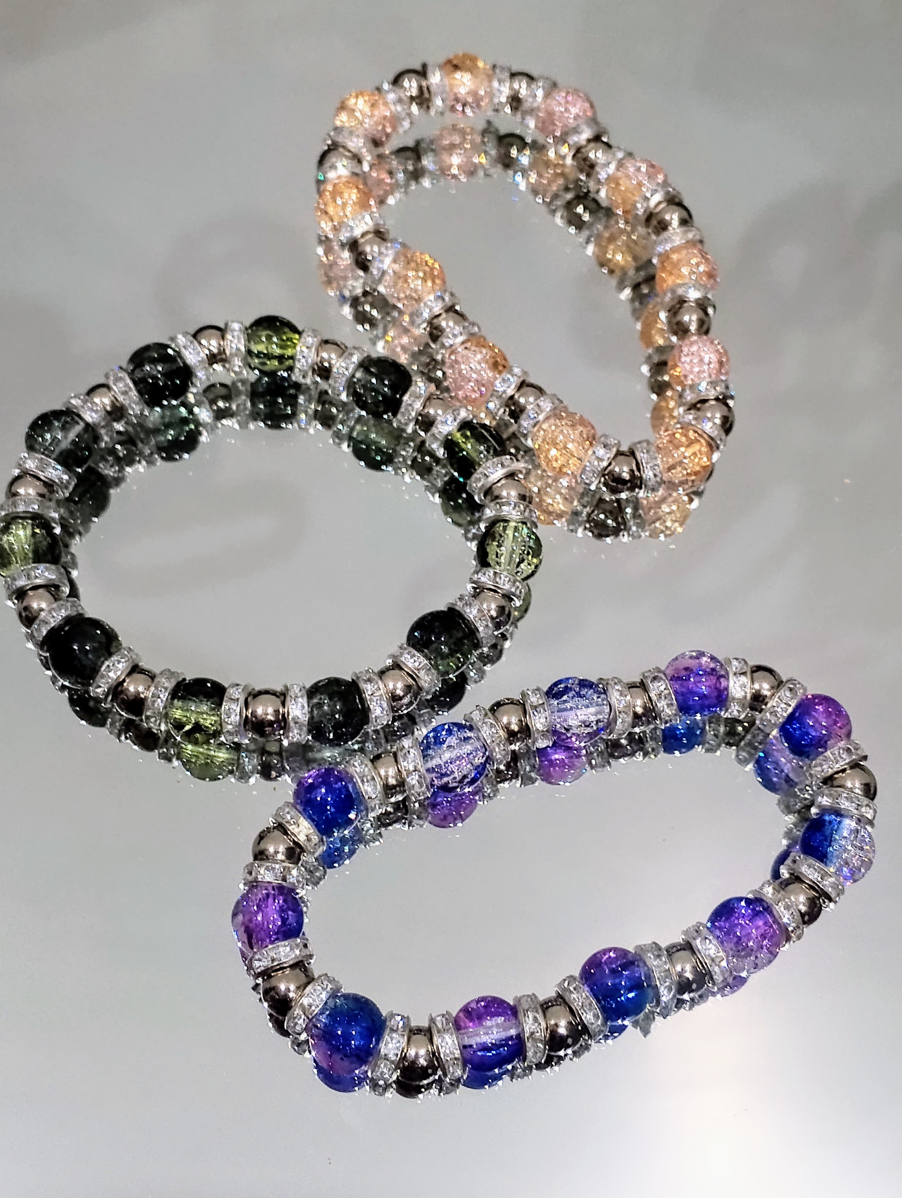Glass Crackle Beads Stretch Bracelet – Stylish & Comfortable – For Girls & Women